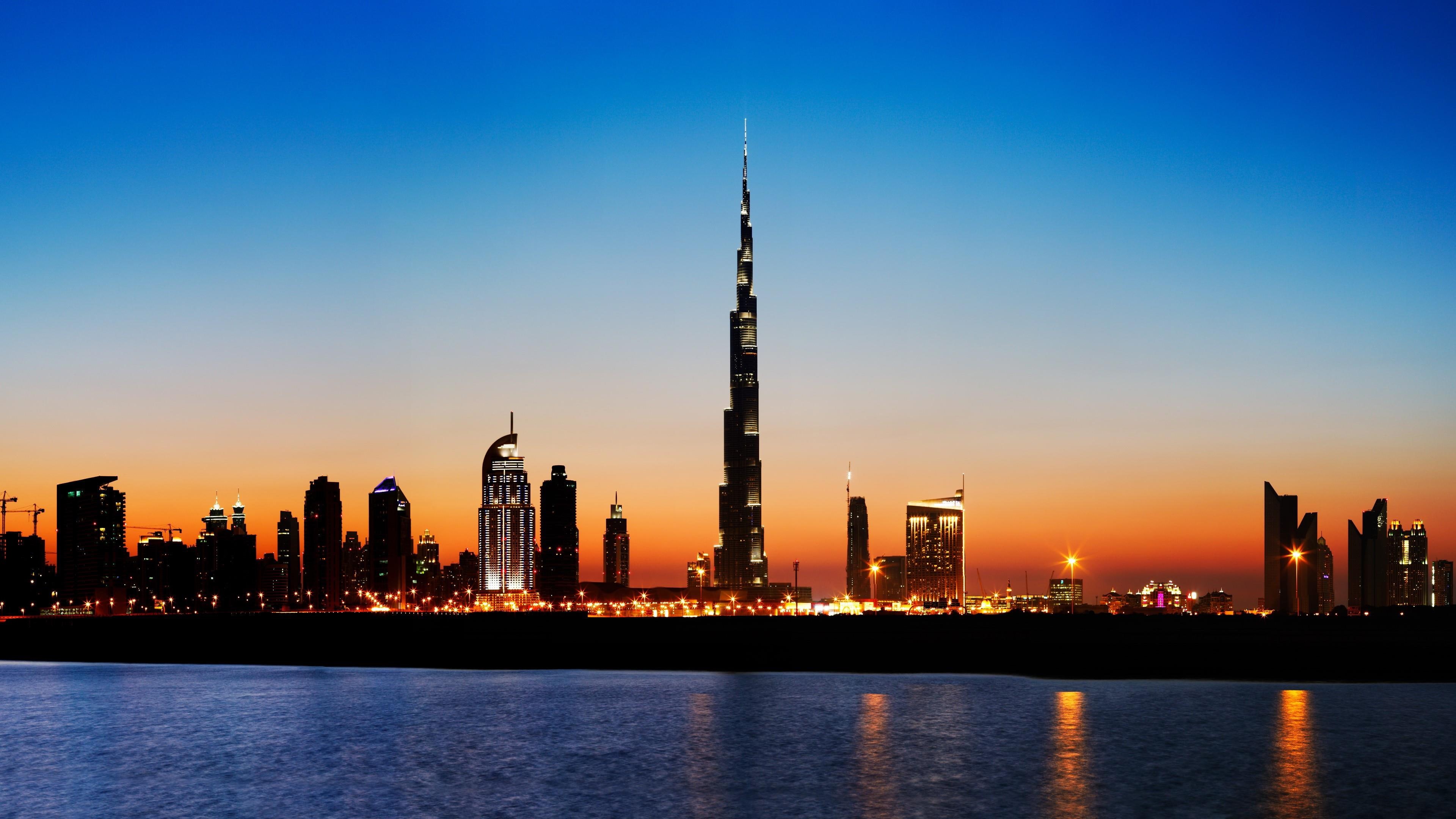 Wallpaper / uae, dusk, metropolis, cityscape, city, dubai, burj khalifa, united arab emirates, 4K, skyscraper, sky, tower, skyline free download