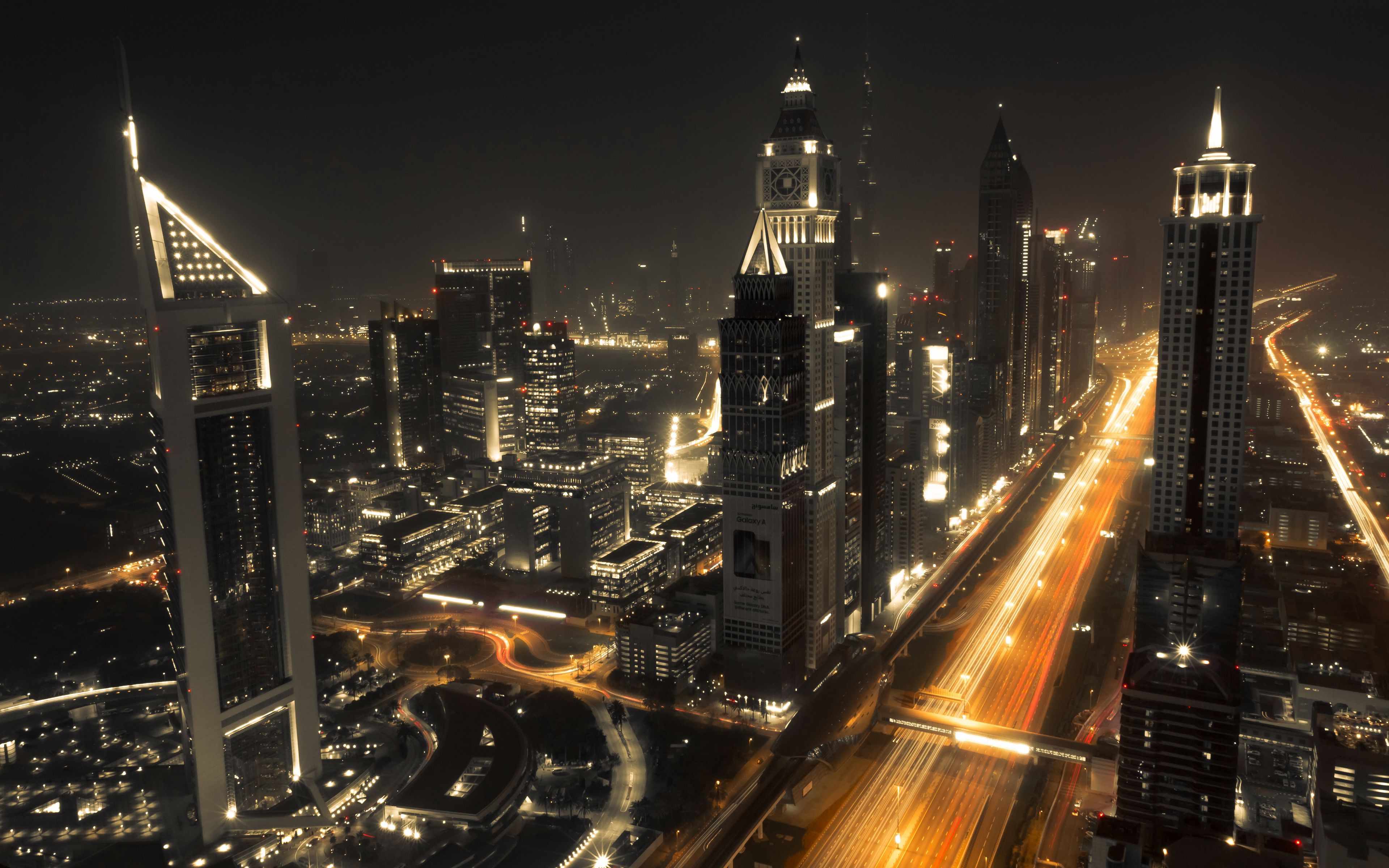 Download wallpaper 3840x2400 dubai, architecture, buildings, night 4k ultra HD 16:10 HD background