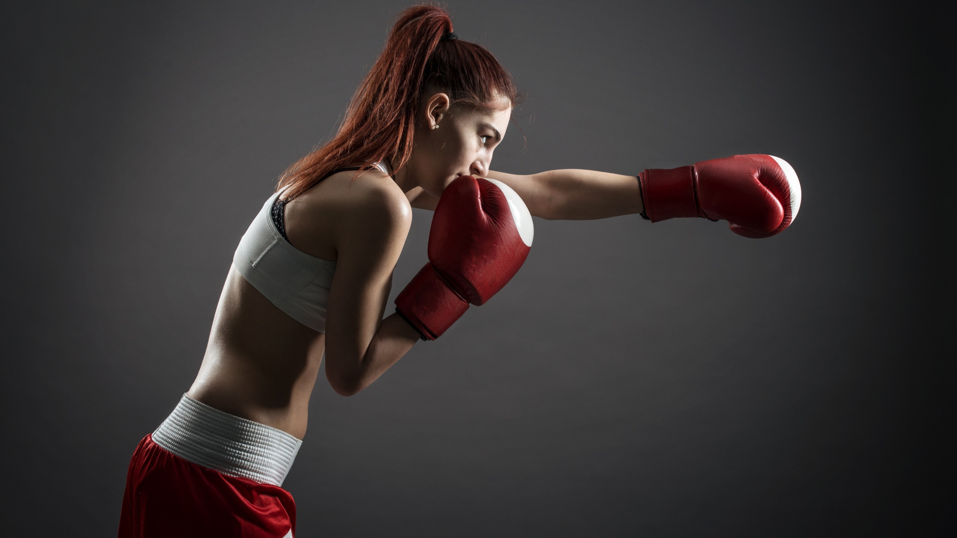 Wallpaper Boxing gloves, girl, boxing, 4K, Sport