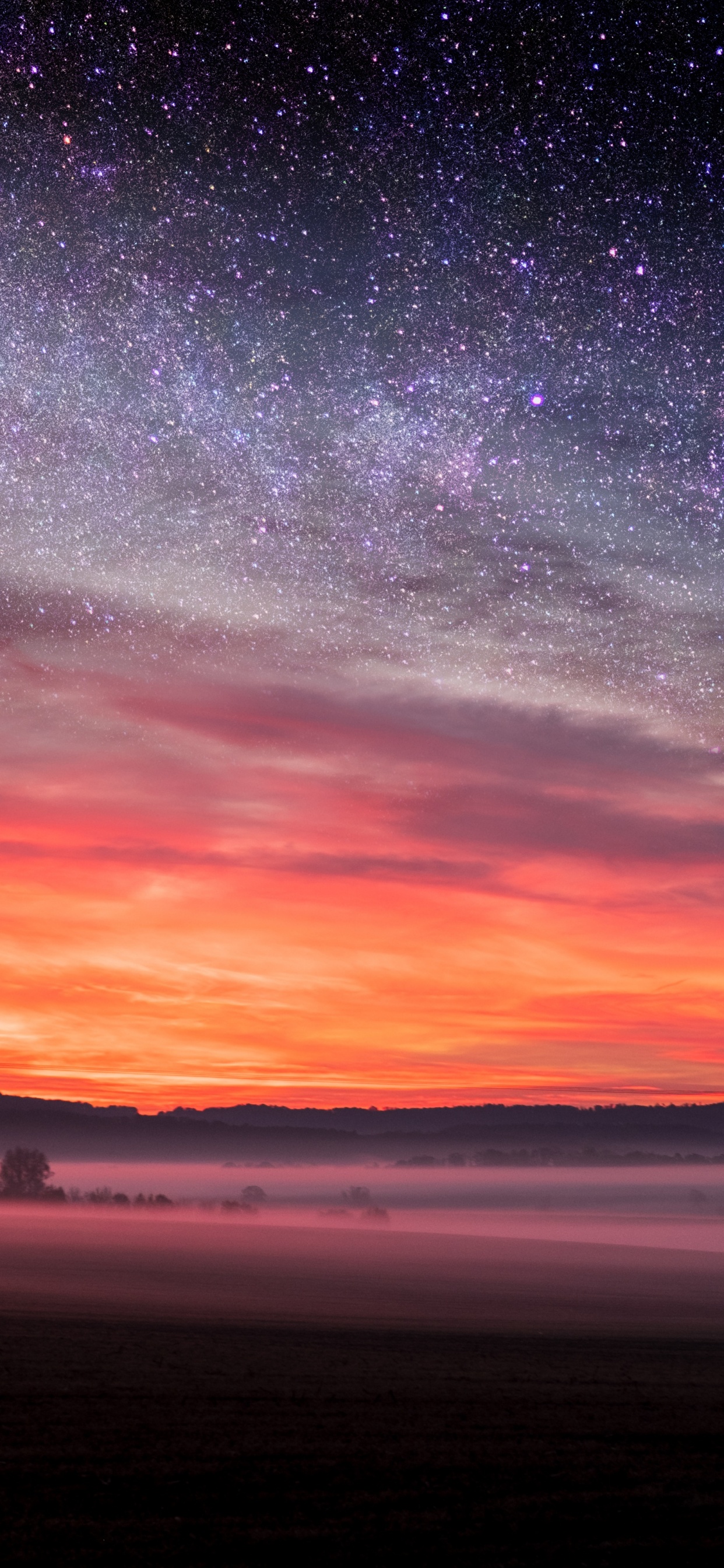Starry sky Wallpaper 4K, Sunset Orange