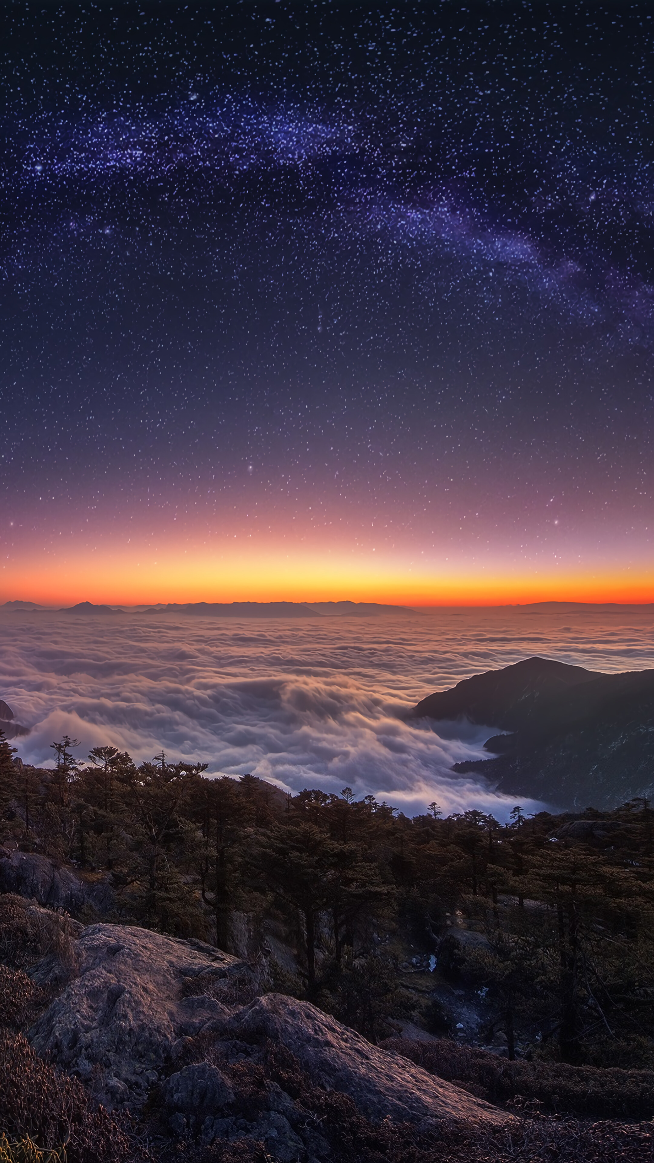 Mountain, Landscape, Clouds, Night, Sky, Stars, Scenery, 4k Gallery HD Wallpaper