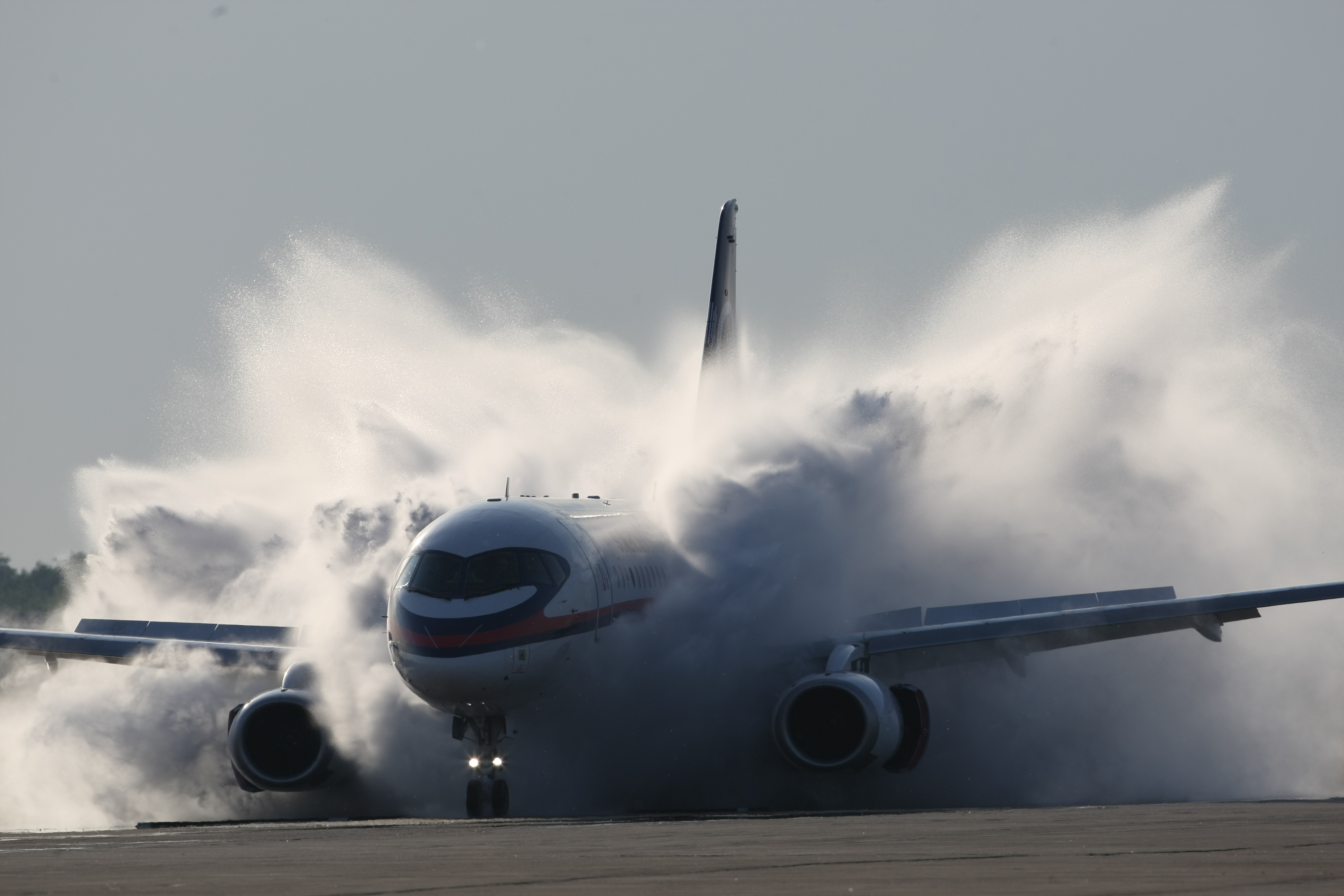 Wallpaper, vehicle, airplane, smoke, Boeing 777, dust, air force, Sukhoi, Flight, 100, Takeoff, aviation, airline, atmosphere of earth, air travel, airliner, jet aircraft, wide body aircraft, narrow body aircraft, superjet 3888x2592