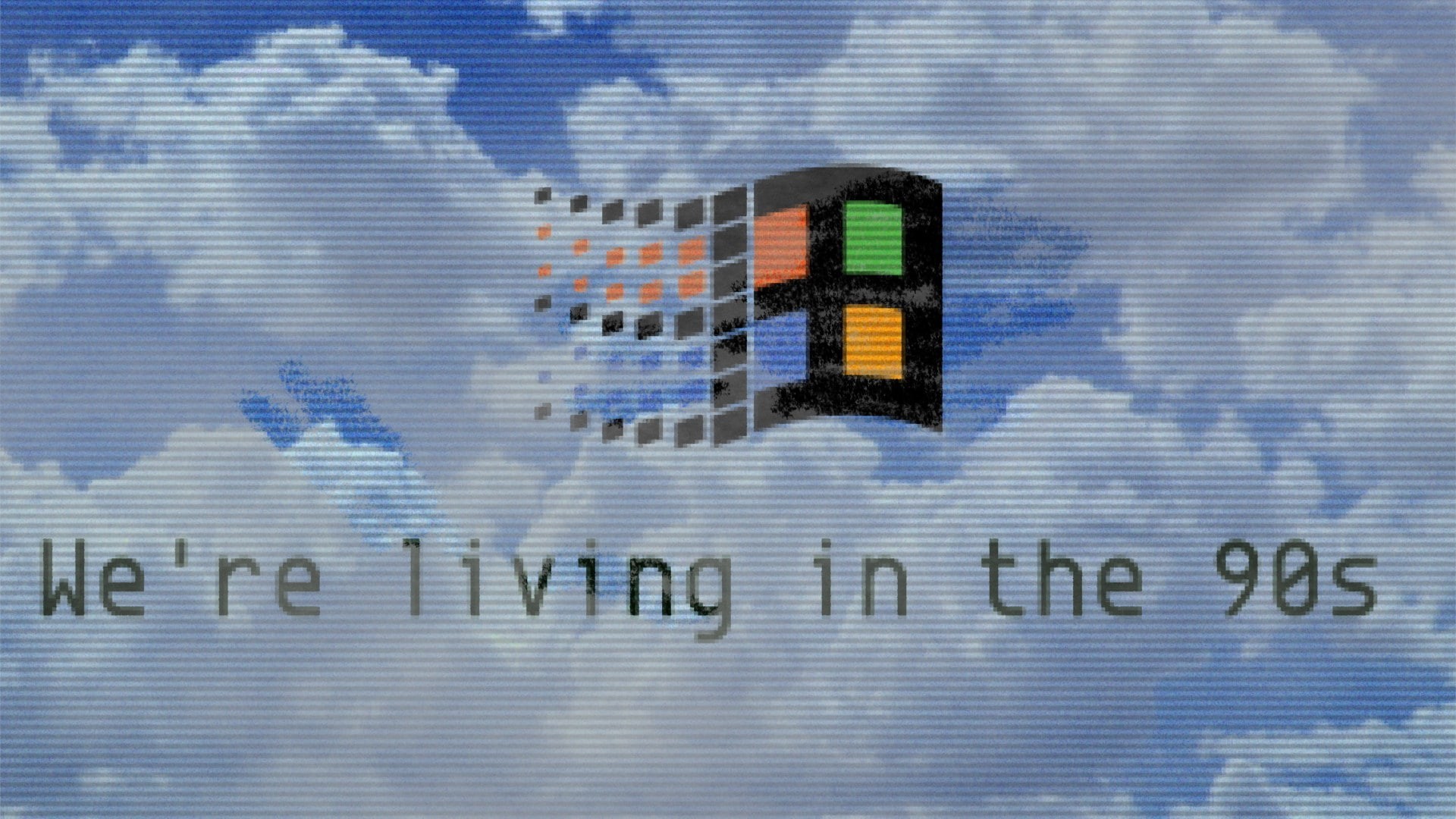 Wallpaper / vaporwave, Windows 95, 1080P, Microsoft, Windows 98, typography, humor, blue, 1990s, clouds free download