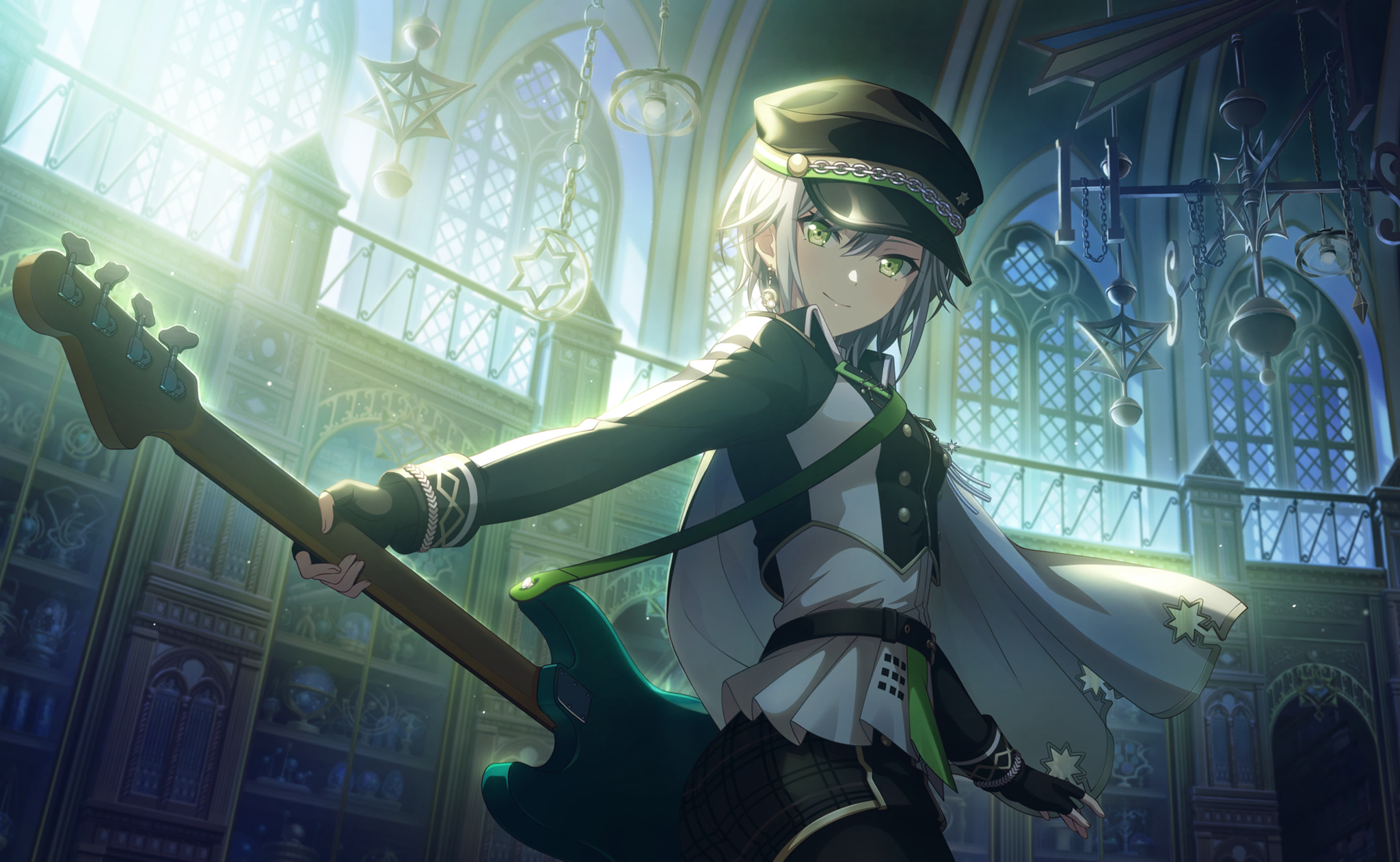 Safebooru eyes grey hair guitar hinomori shiho jacket project sekai short hair