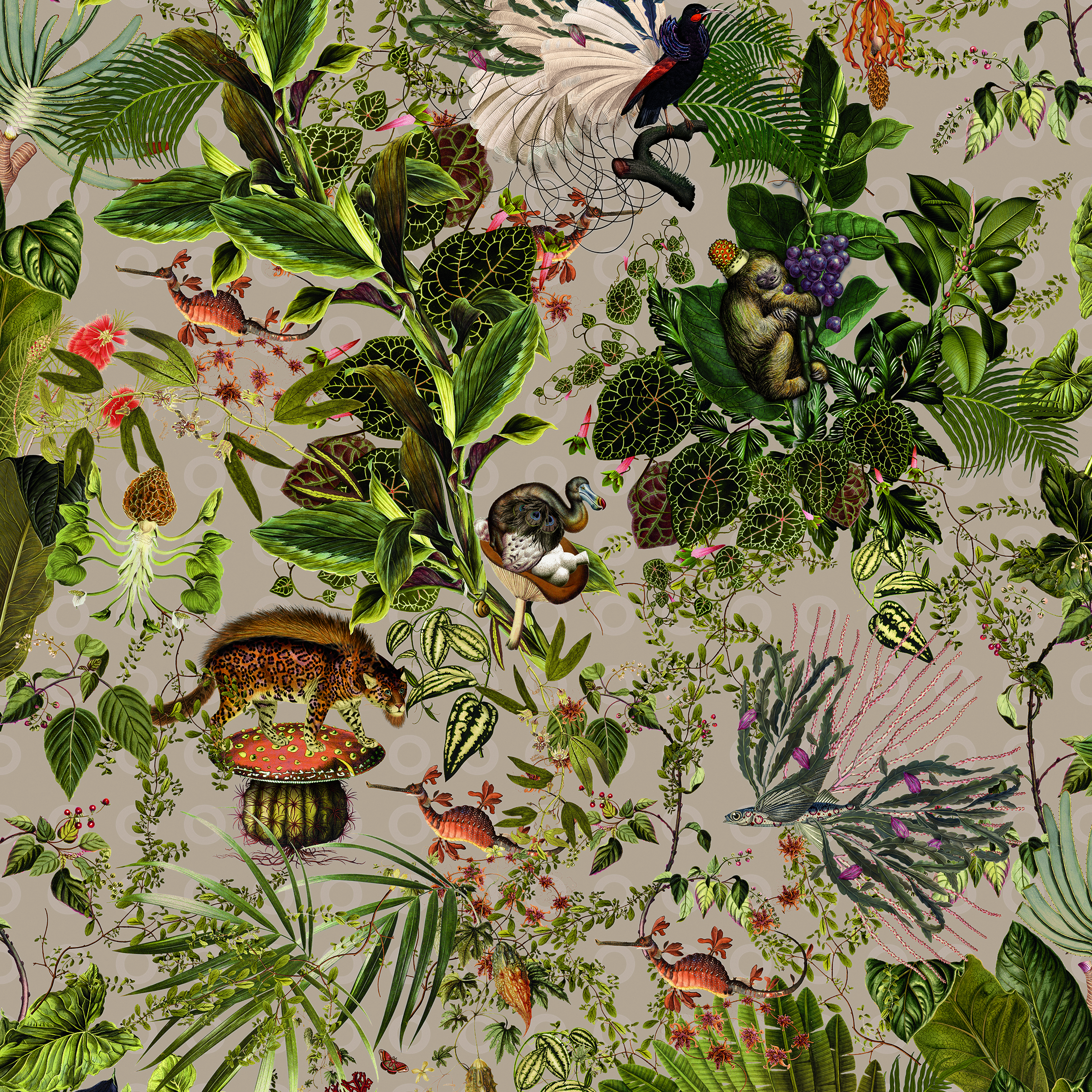 Menagerie of Extinct Animals Wallcovering