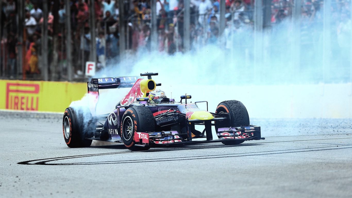 Download wallpaper 1366x768 formula 1, vettel, f1, red bull, brazil, interlagos tablet, laptop HD background
