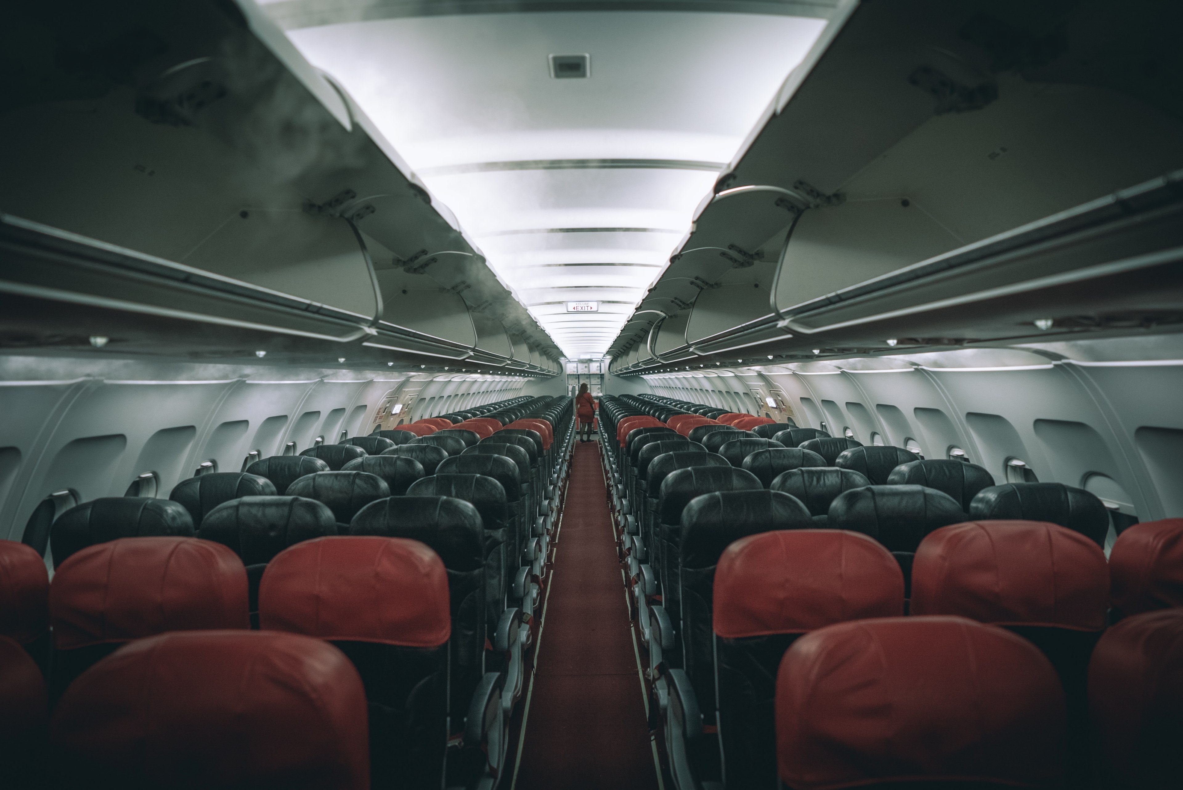 Wallpaper / seat empty airplane airplane aisle and airplane interior HD 4k wallpaper free download