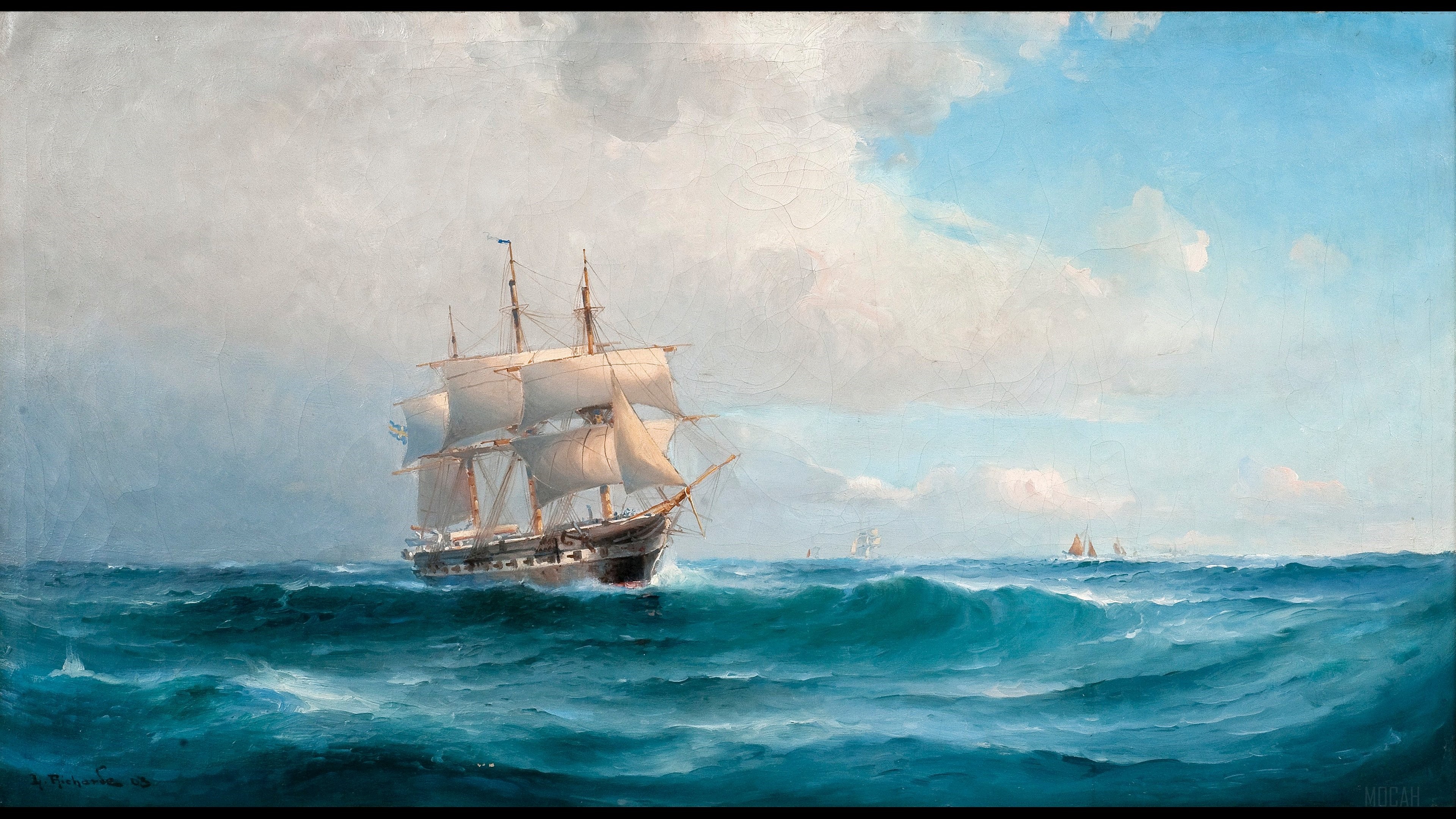 Oil Painting, Ship 4k Gallery HD Wallpaper