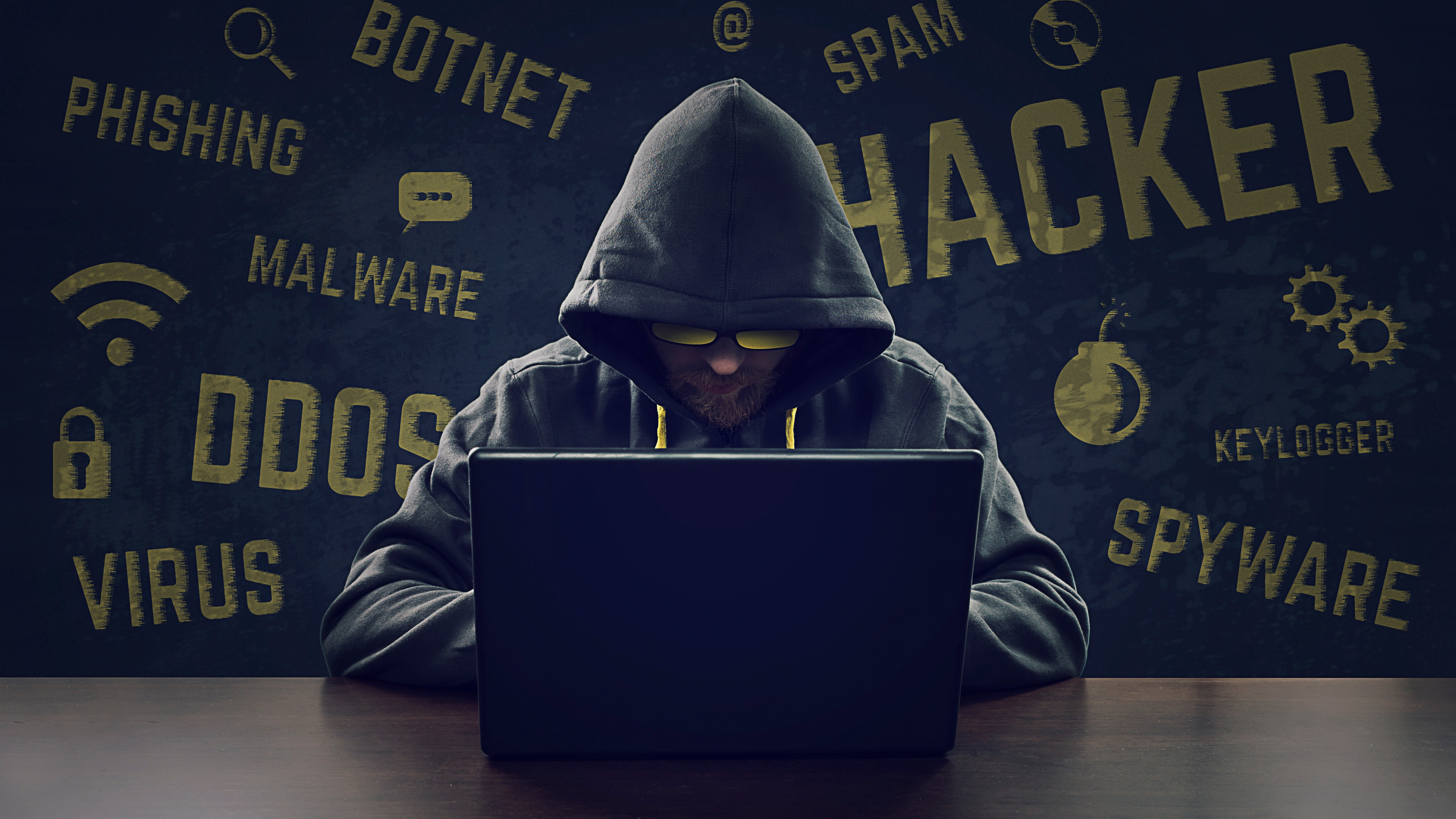 Hacker Wallpaper 4K, Laptop, Hoodie, Modern, Malware