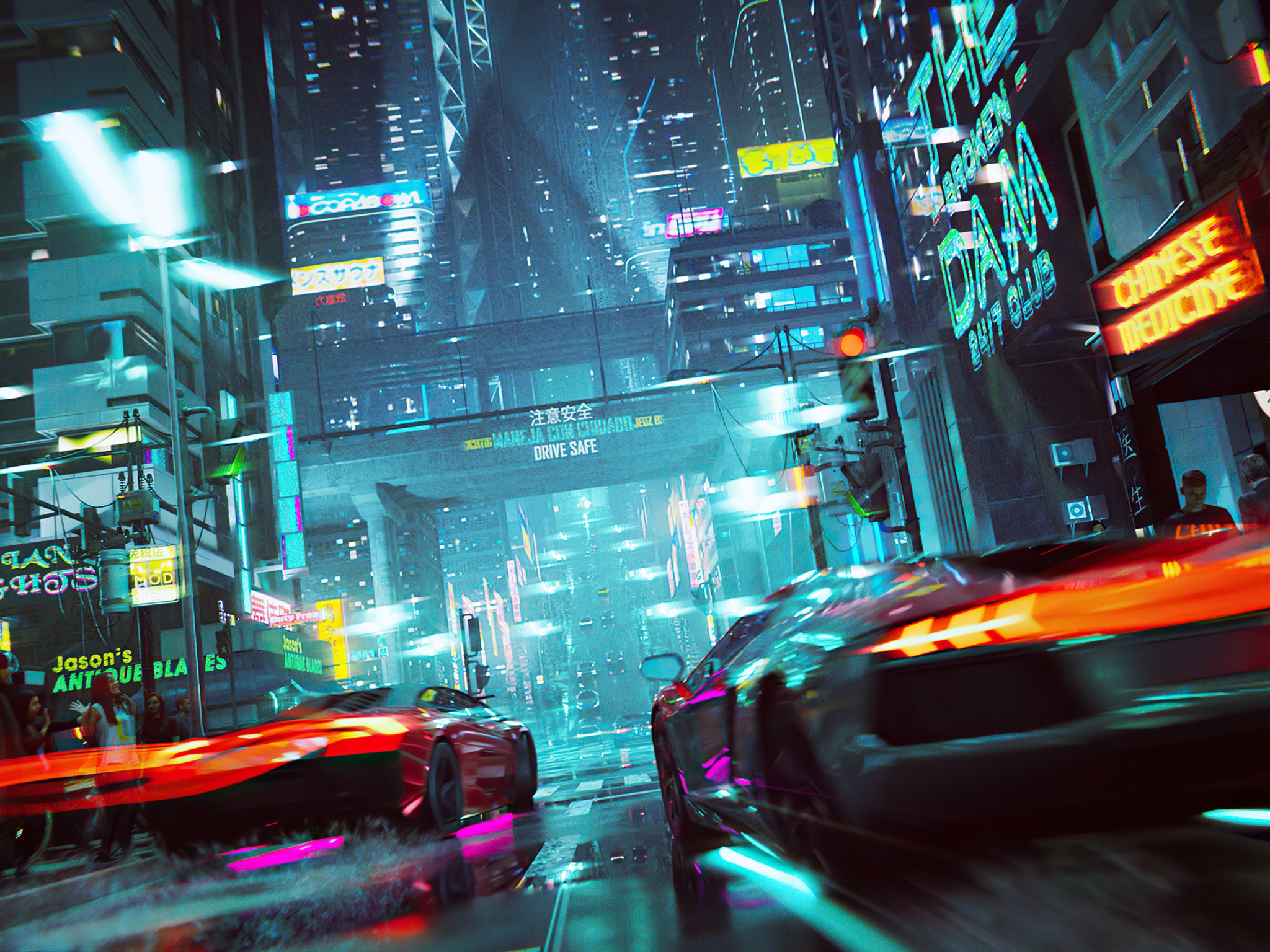 Wallpaper 4k Neon Cyberpunk City Car Racing 4k Wallpaper