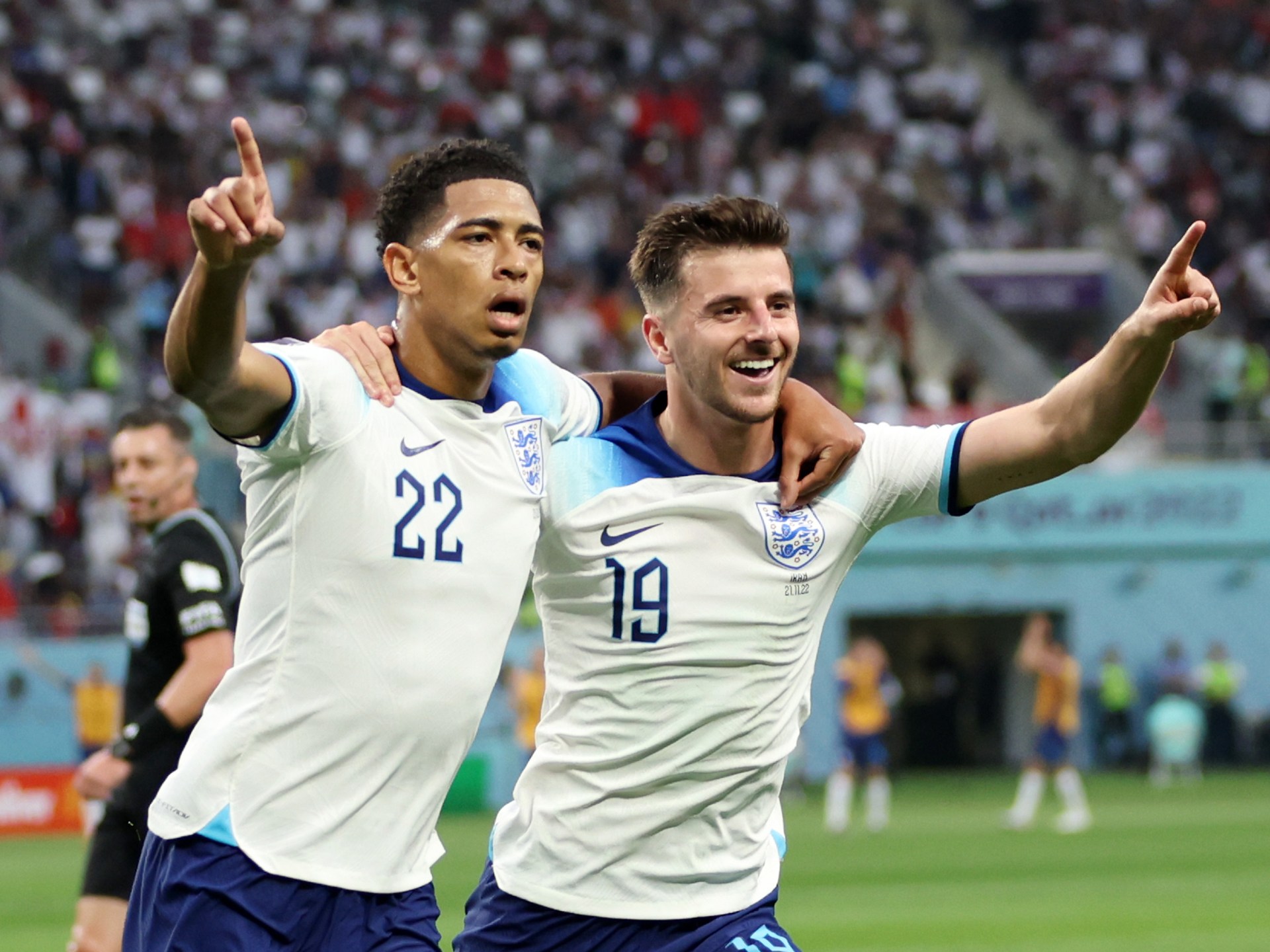 Jude Bellingham goal for England against Iran sees him become Three Lions' second youngest goalscorer in a World Cup with Bukayo Saka also on target in big win