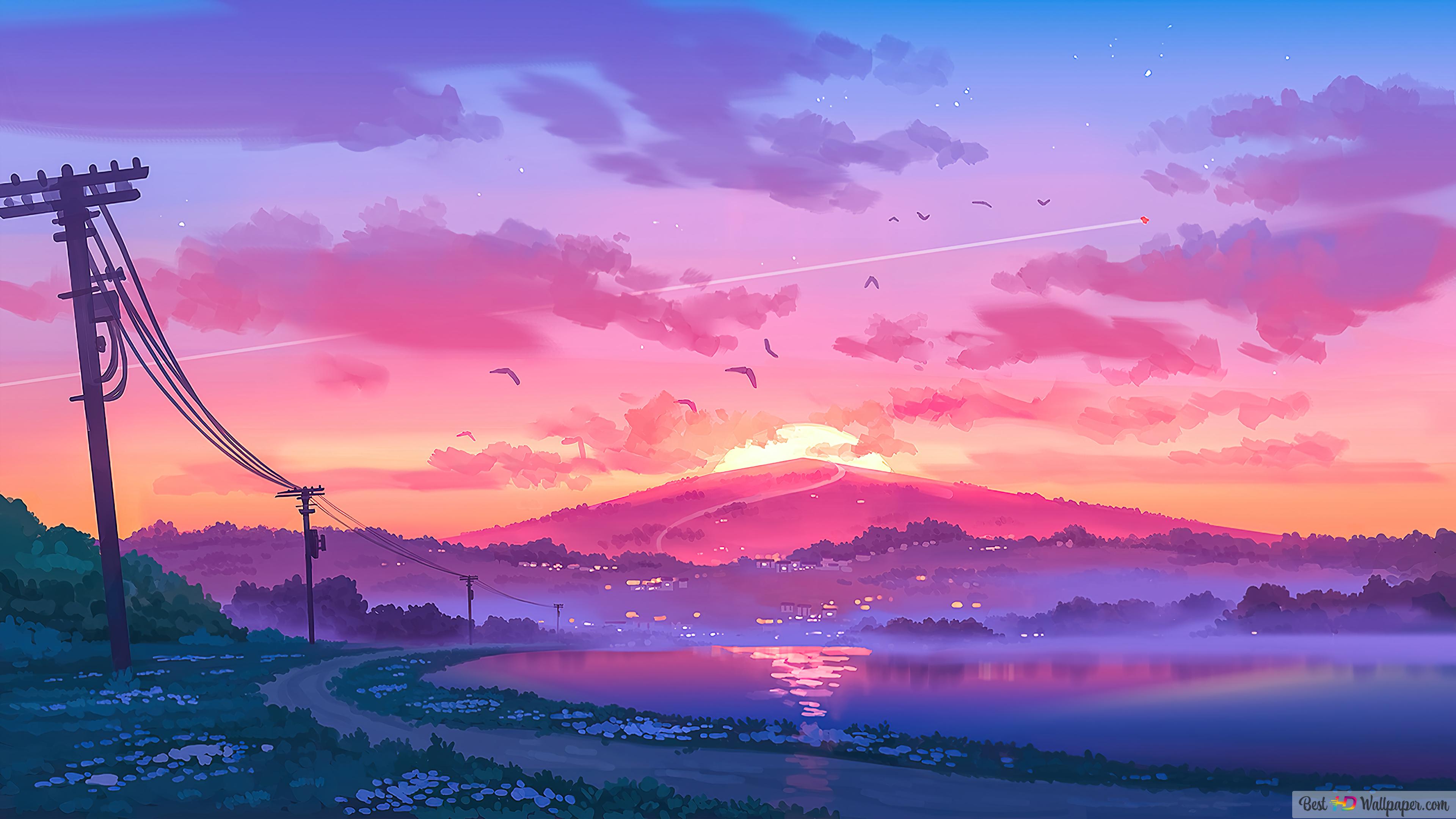 Sunset Mountain 4K wallpaper download