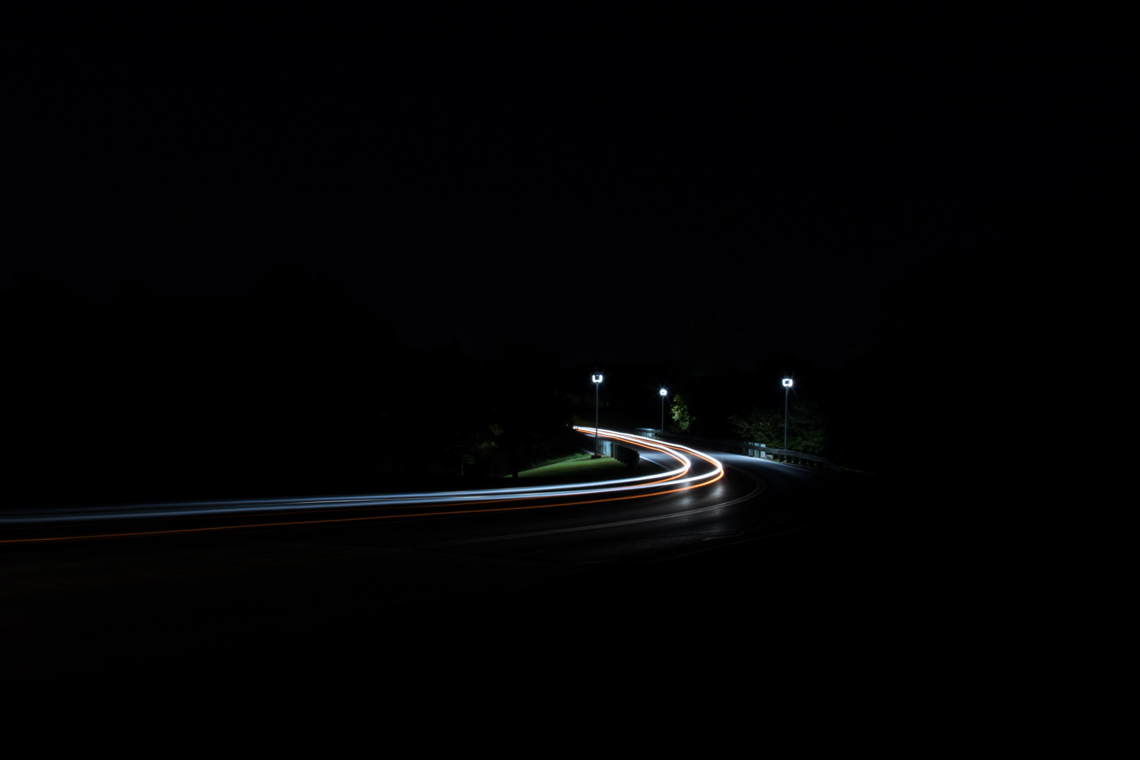 Wallpaper / road lights dark and night HD 4k wallpaper free download