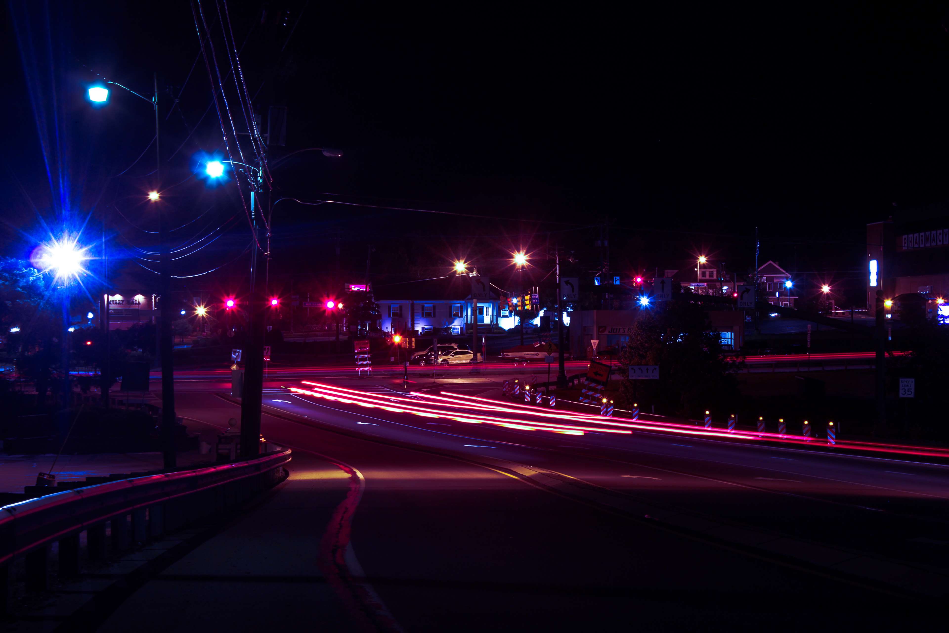 city, dark, long exposure, night, road 4k Gallery HD Wallpaper