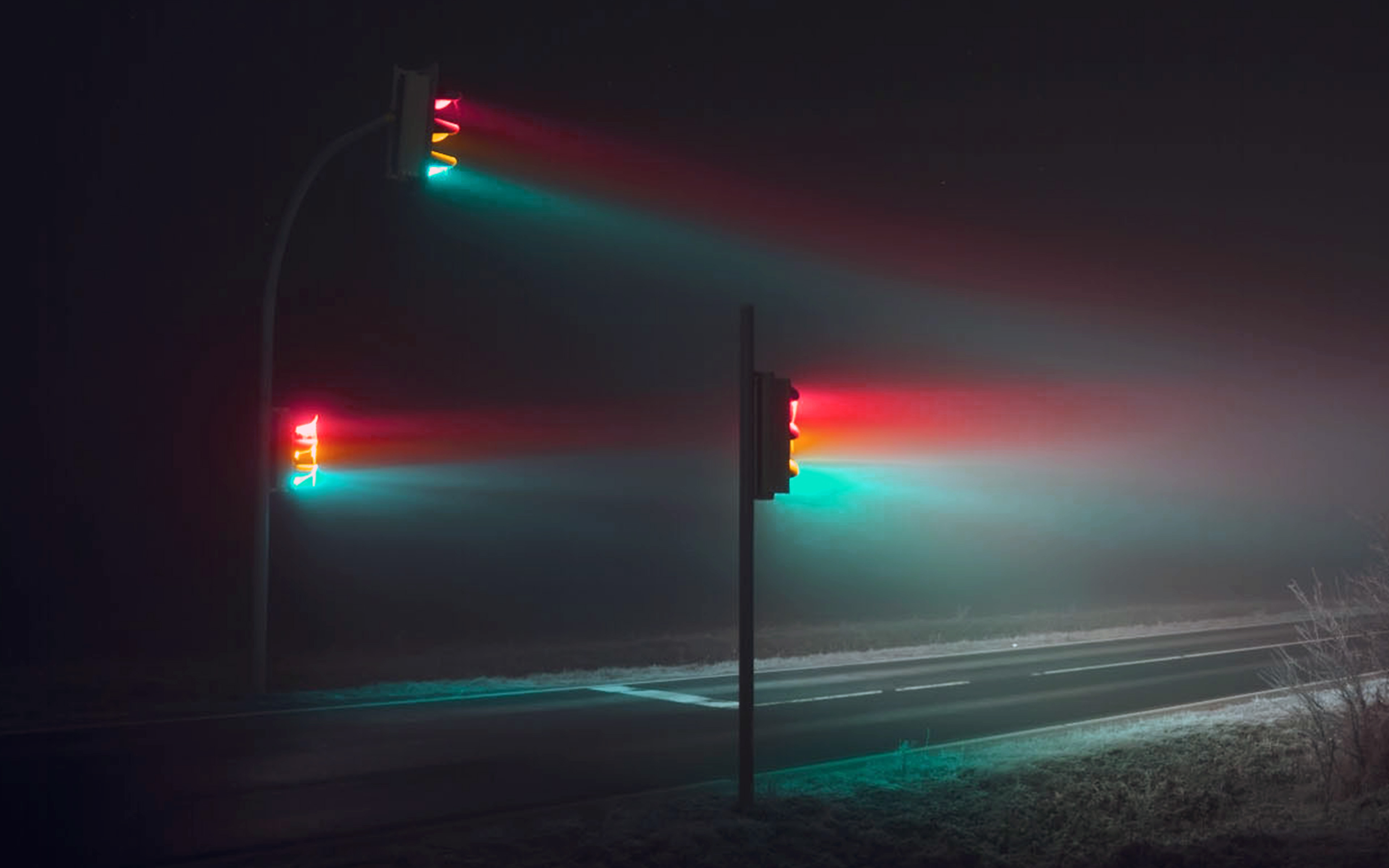 wallpaper for desktop, laptop. light night street dark illustration art