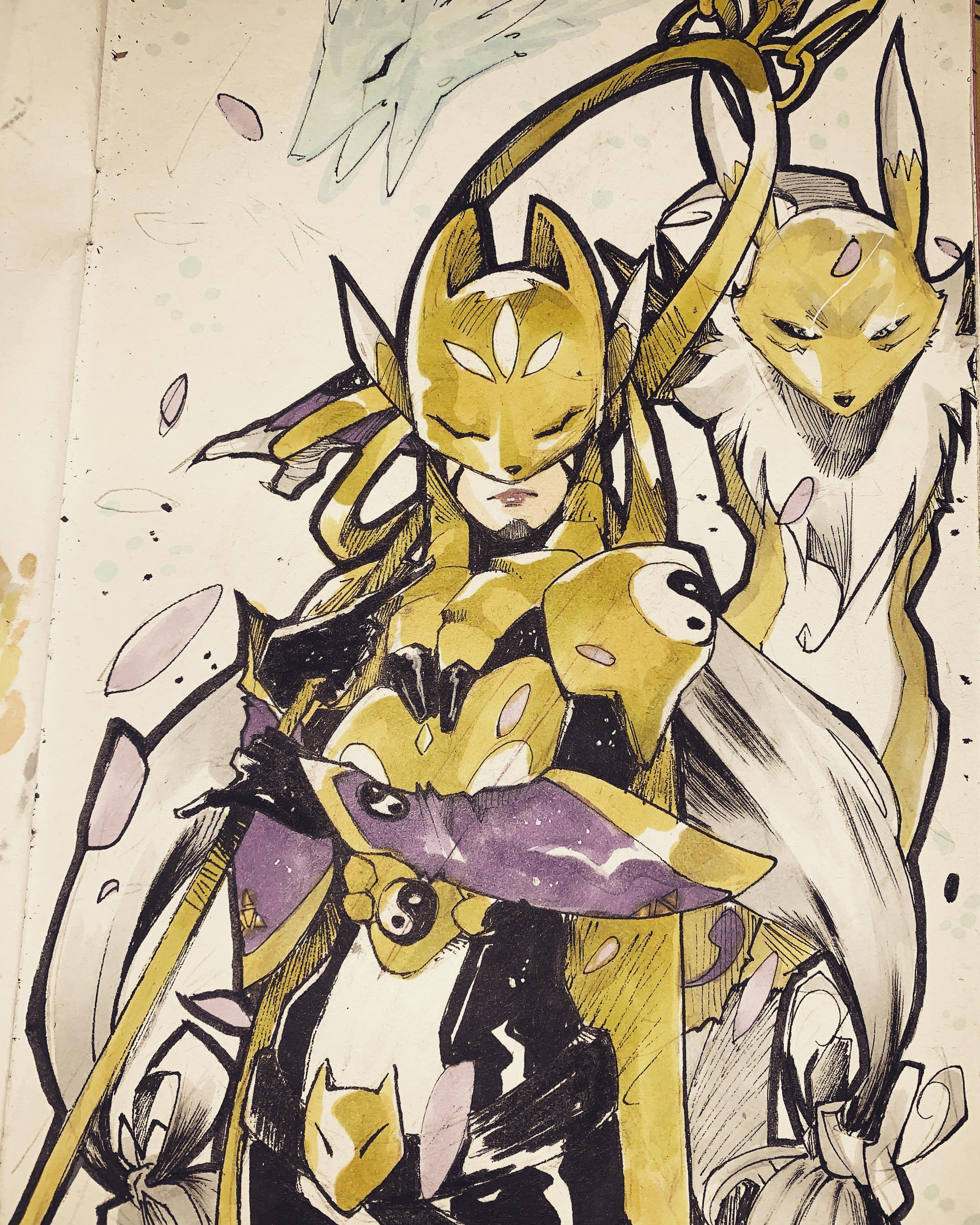 Sakuyamon commish done today! Happy with Renamon at the back mostly haha [OC]