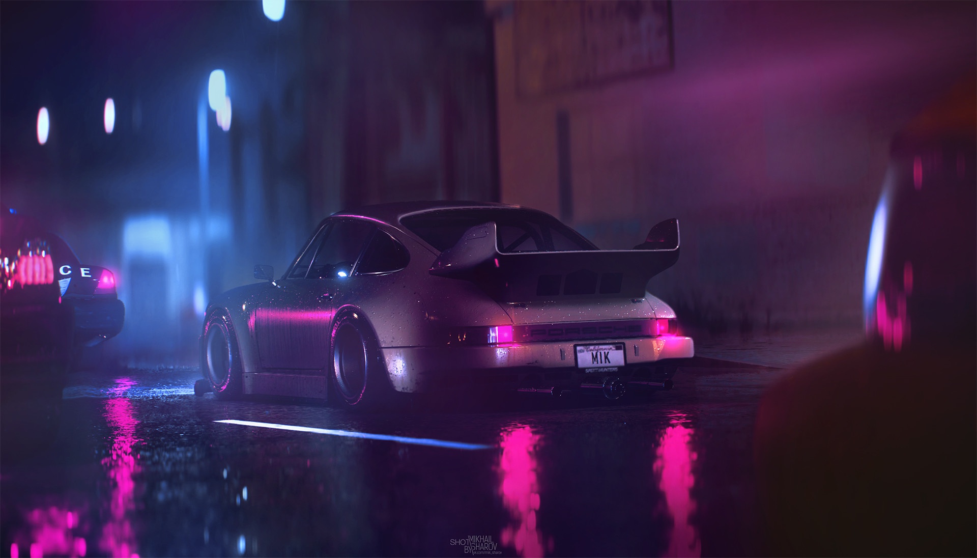 Wallpaper, Porsche, digital art, car, neon, vehicle 1920x1096
