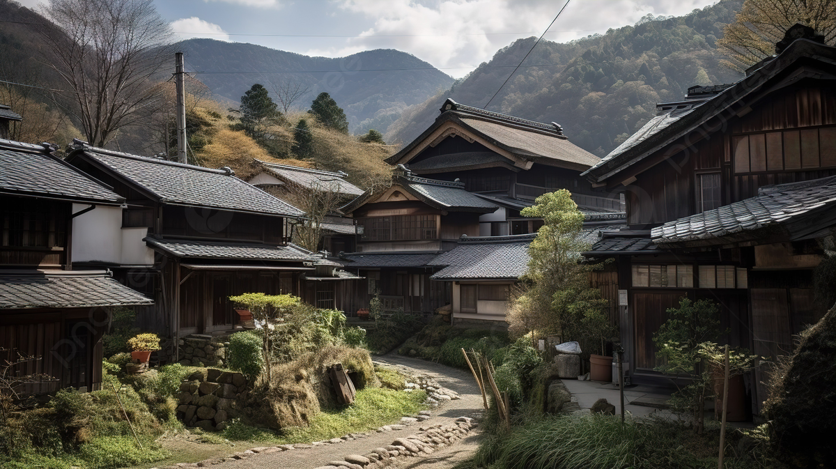 Old Homes In The Japanese Countryside Background, Chamelo, Fukinotou Otari Village At The Foot Of The Northern Alps, Nagano Prefecture 2015 Background Image And Wallpaper for Free Download