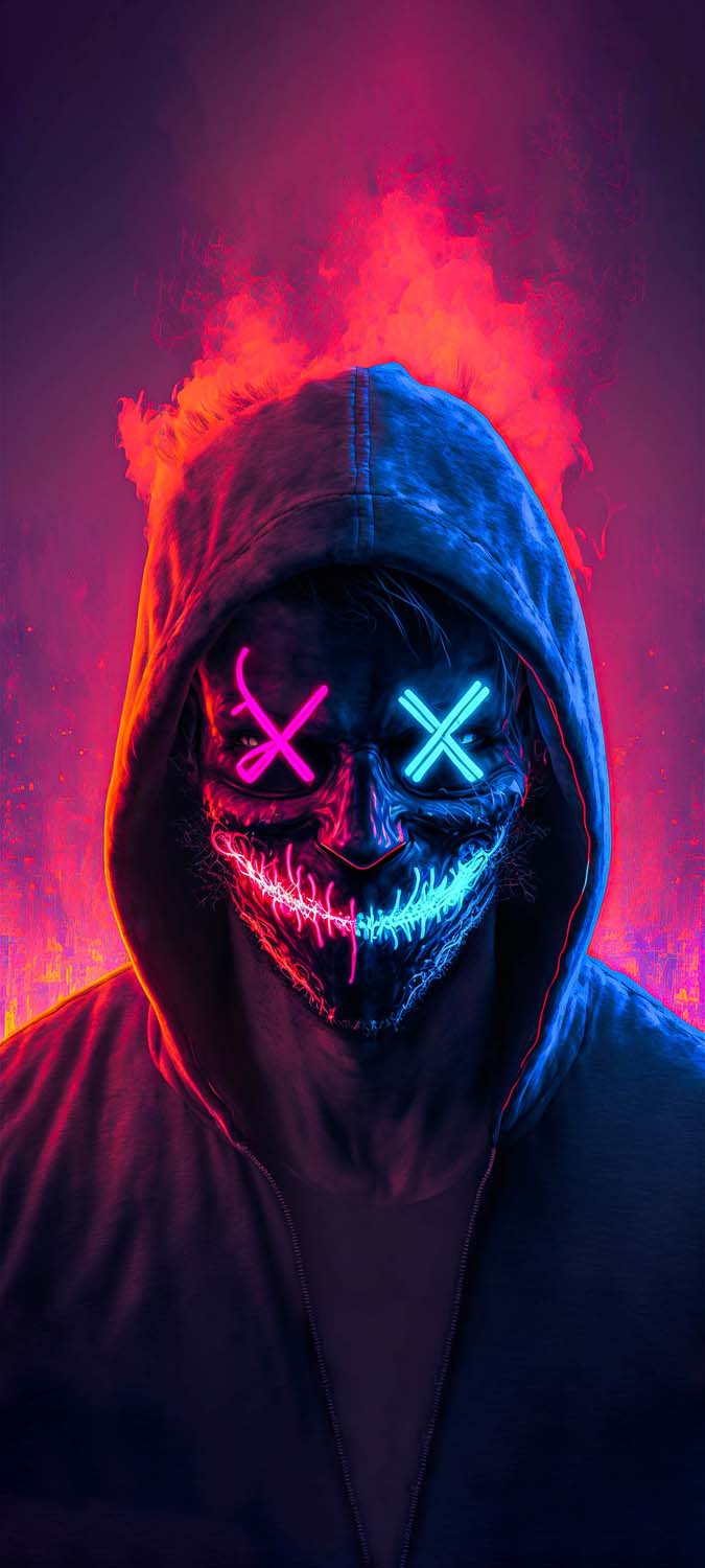 Scary Neon Mask Guy In Hoodie IPhone Wallpaper HD Wallpaper, iPhone Wallpaper
