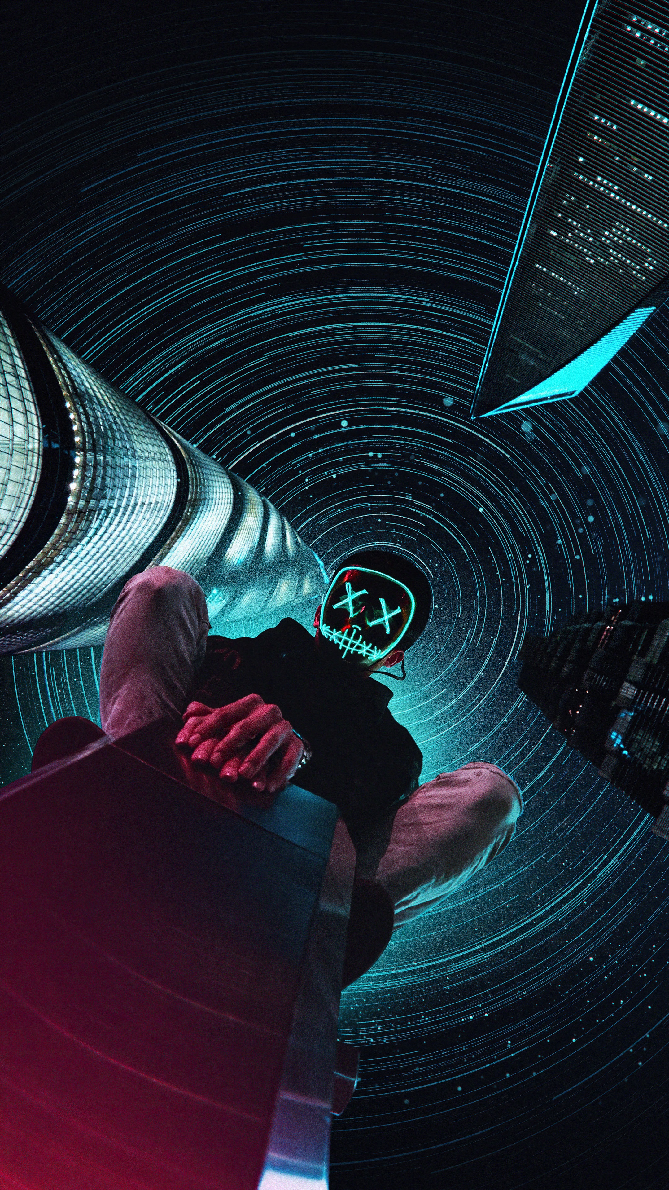 neon, mask, artist, artwork, digital art, hd, 4k Gallery HD Wallpaper