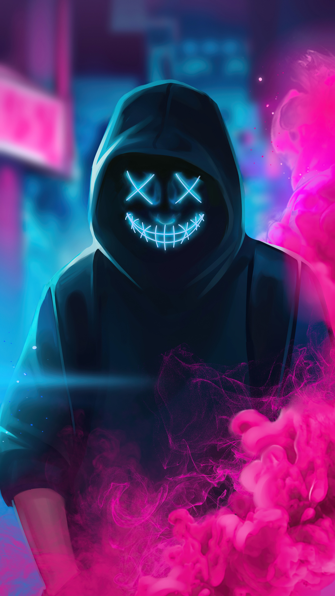 Neon guy mask smilingK wallpaper, free and easy to download