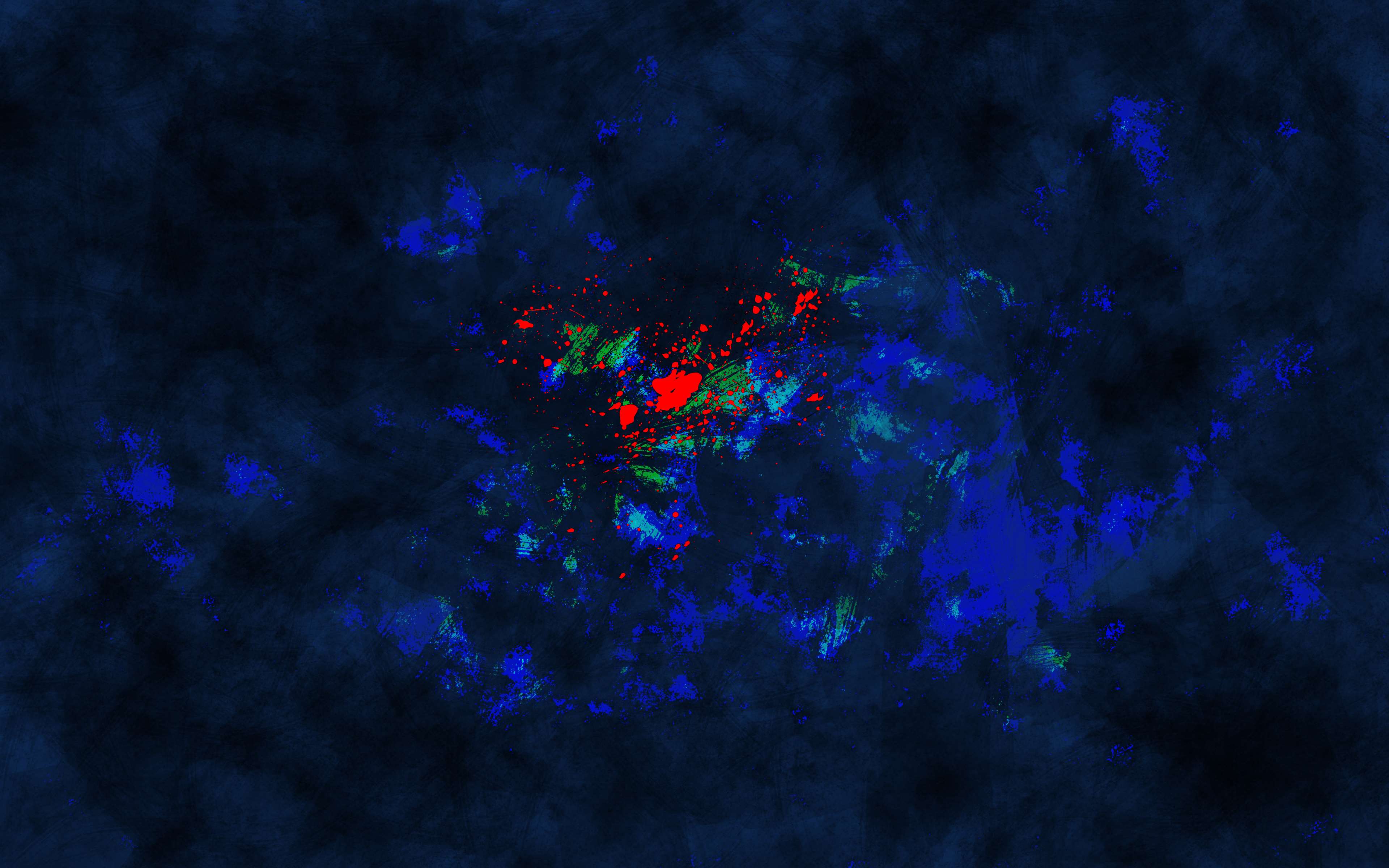 abstract, artistic, bright blue, dark, dark blue, mystical, red splatter 4k Gallery HD Wallpaper