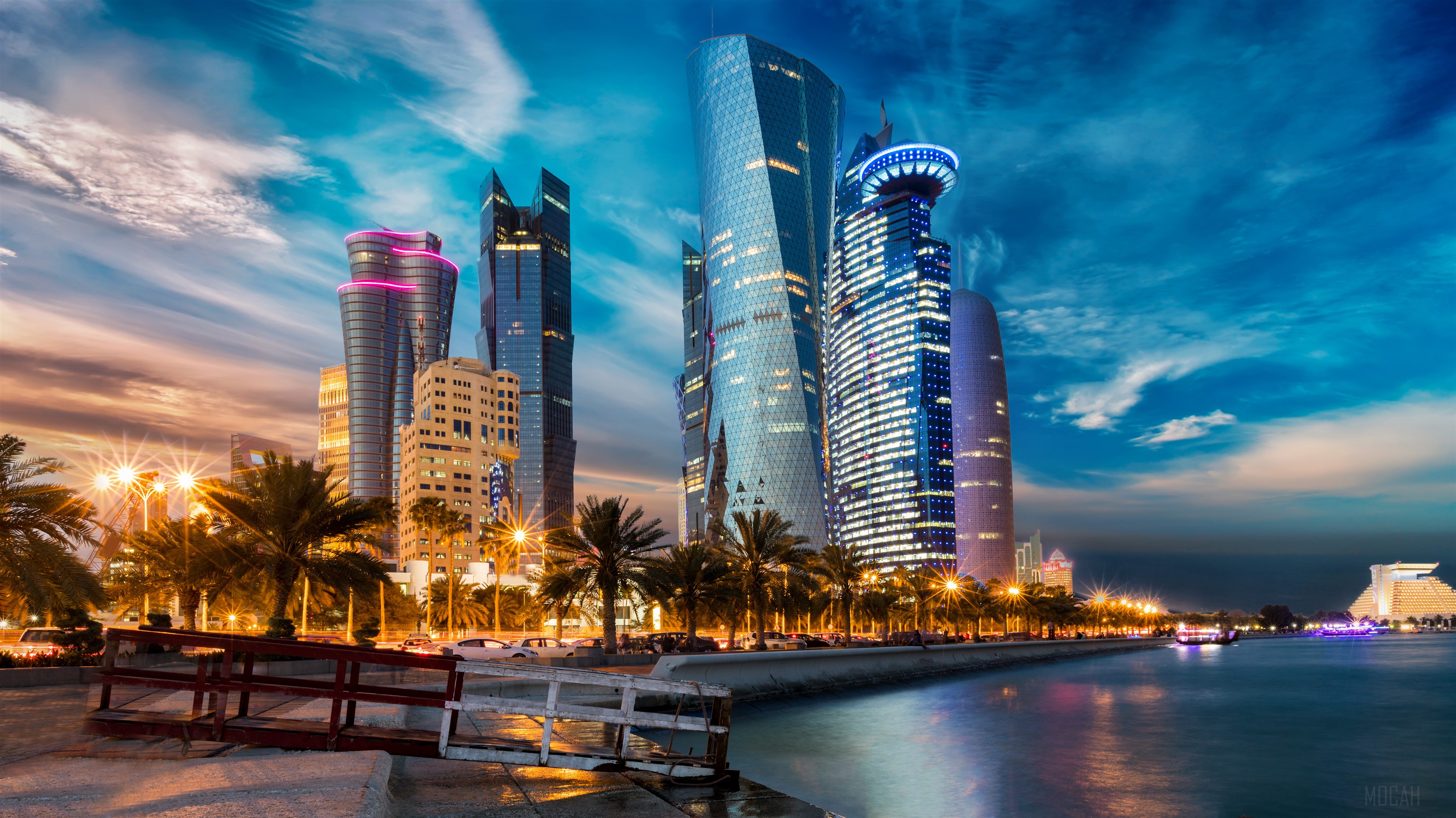 Evening Houses Skyscrapers Qatar 4k Gallery HD Wallpaper