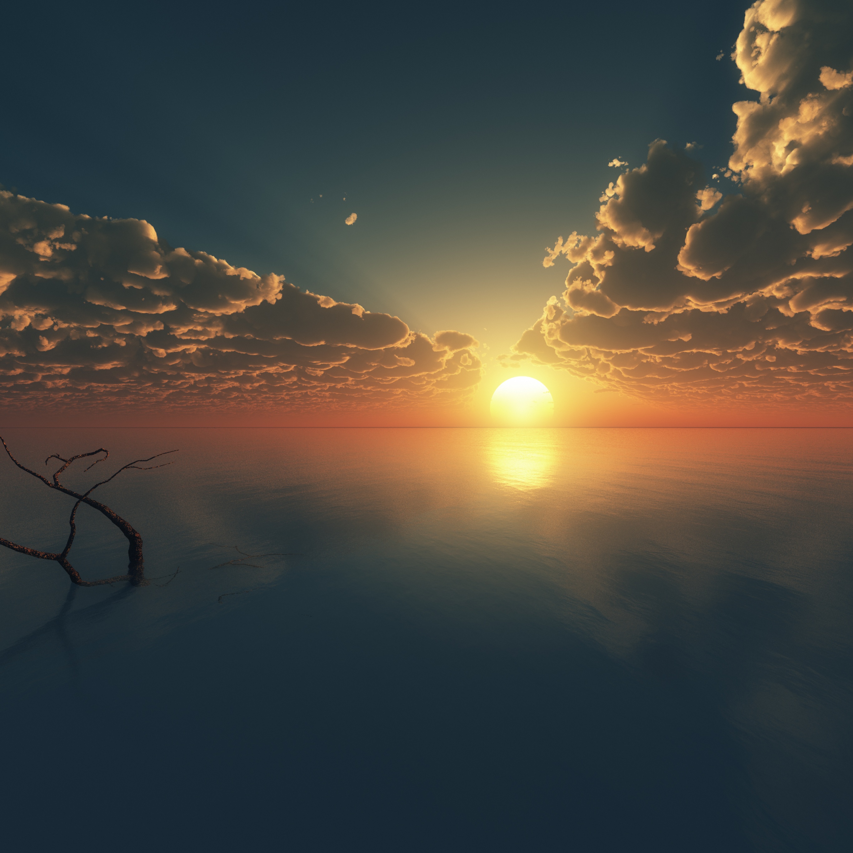 Sunset Wallpaper 4K, Cloudy Sky, Horizon