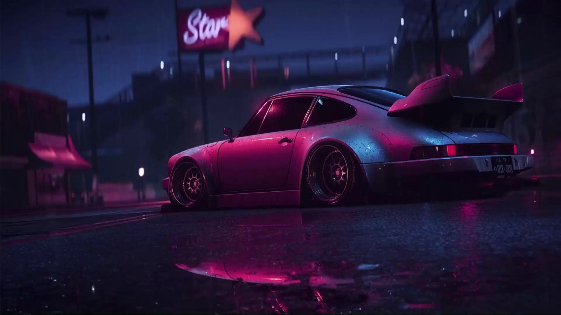 Porsche In The Rain Live Wallpaper
