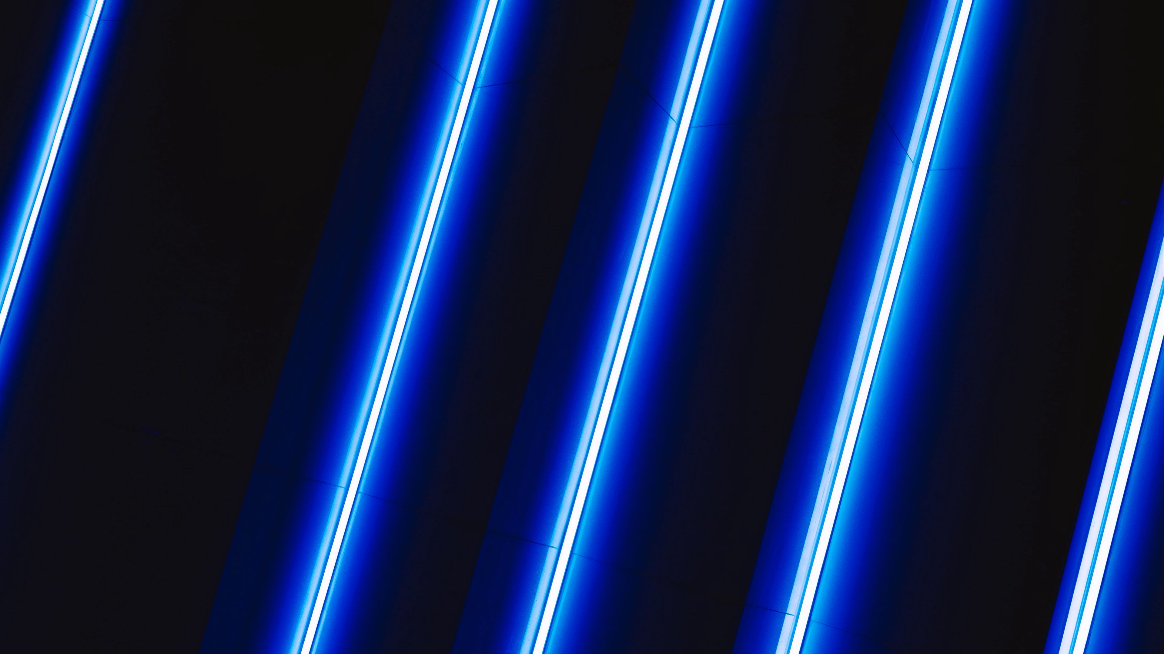 Download wallpaper 3840x2160 neon, lamp, light, stripes, blue 4k uhd 16:9 HD background