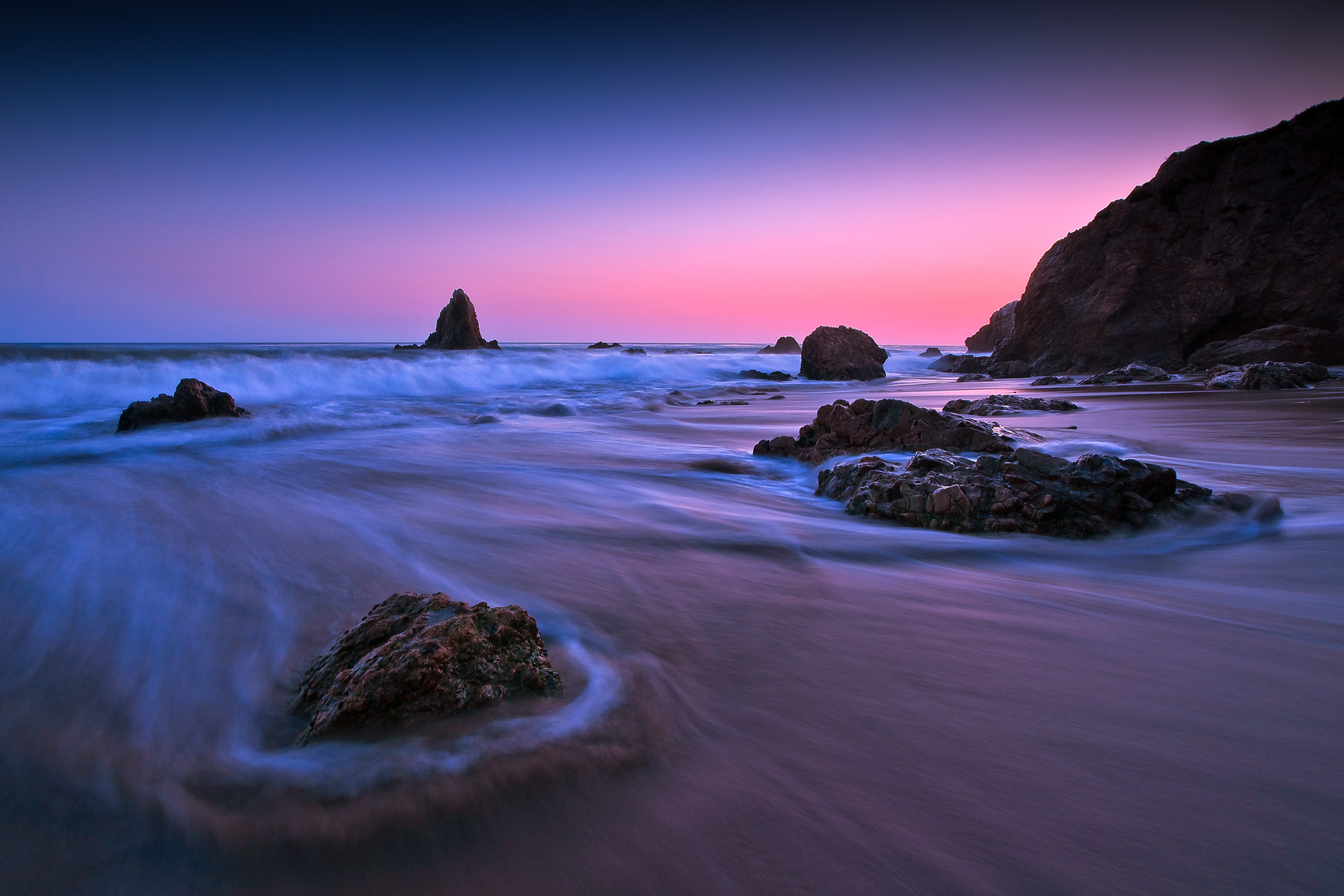 Wallpaper 4k Earth Ocean Rock Sunset Long Exposure 4k Wallpaper