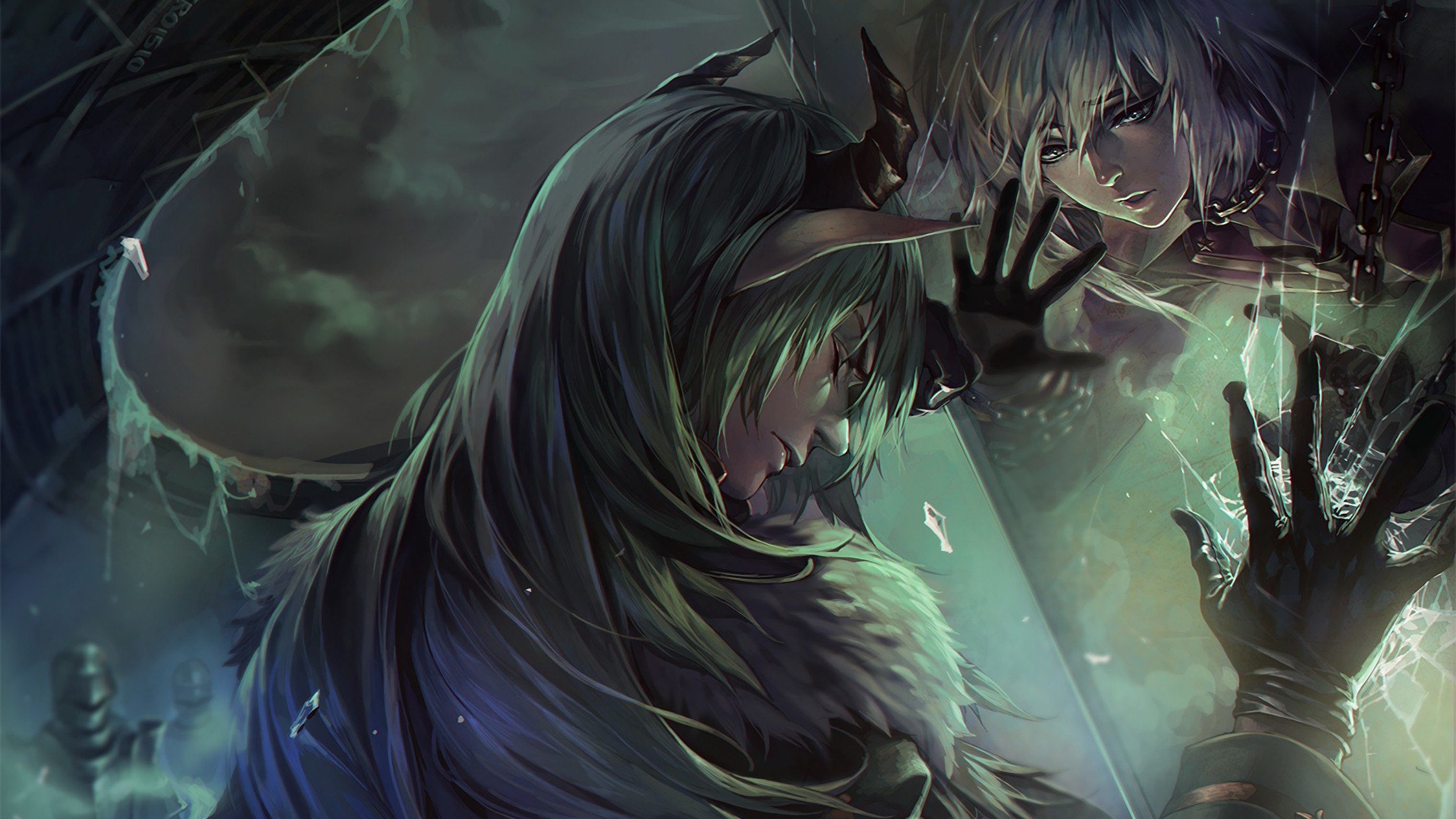 Fantasy Art Fantasy Men Fantasy Girl Green Hair Wallpaper:2248x1264