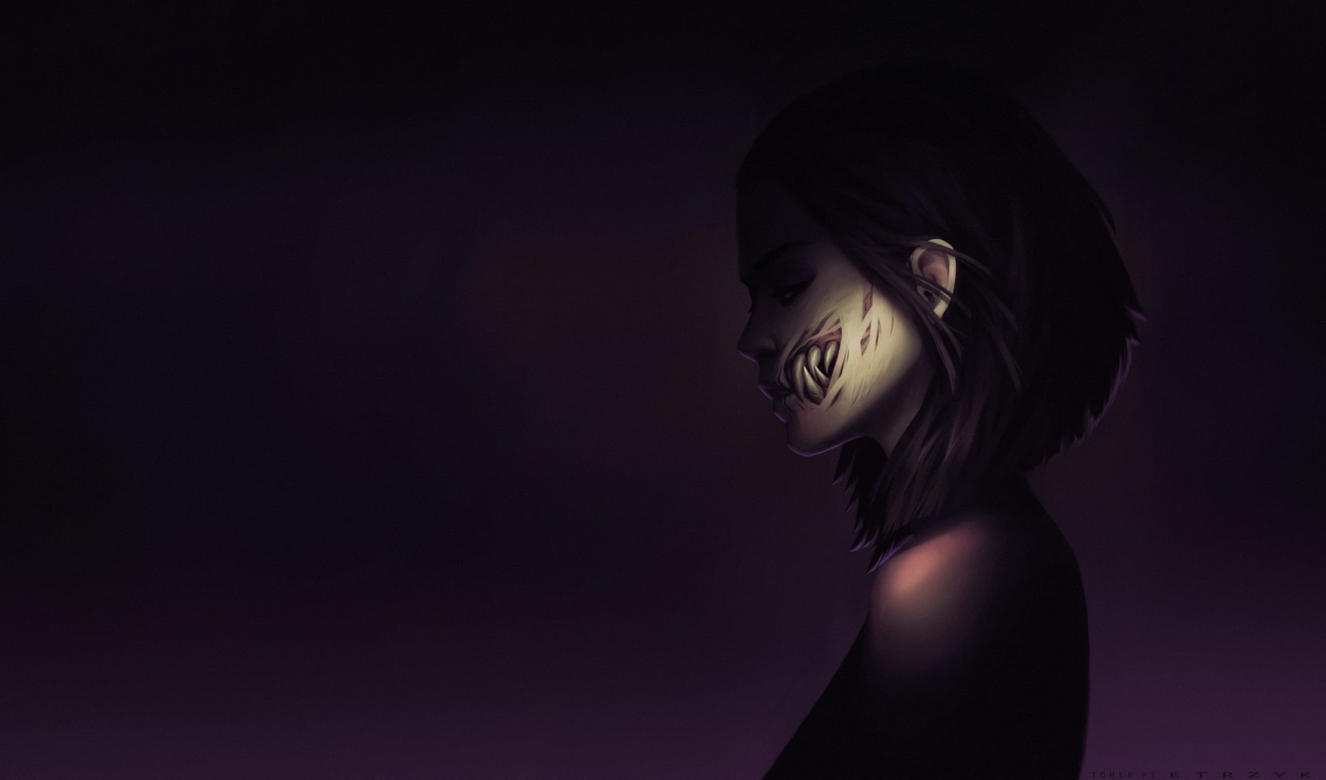 Wallpaper / fantasy art, dark, Mileena (Mortal Kombat), face, 1080P, fantasy girl, demon free download