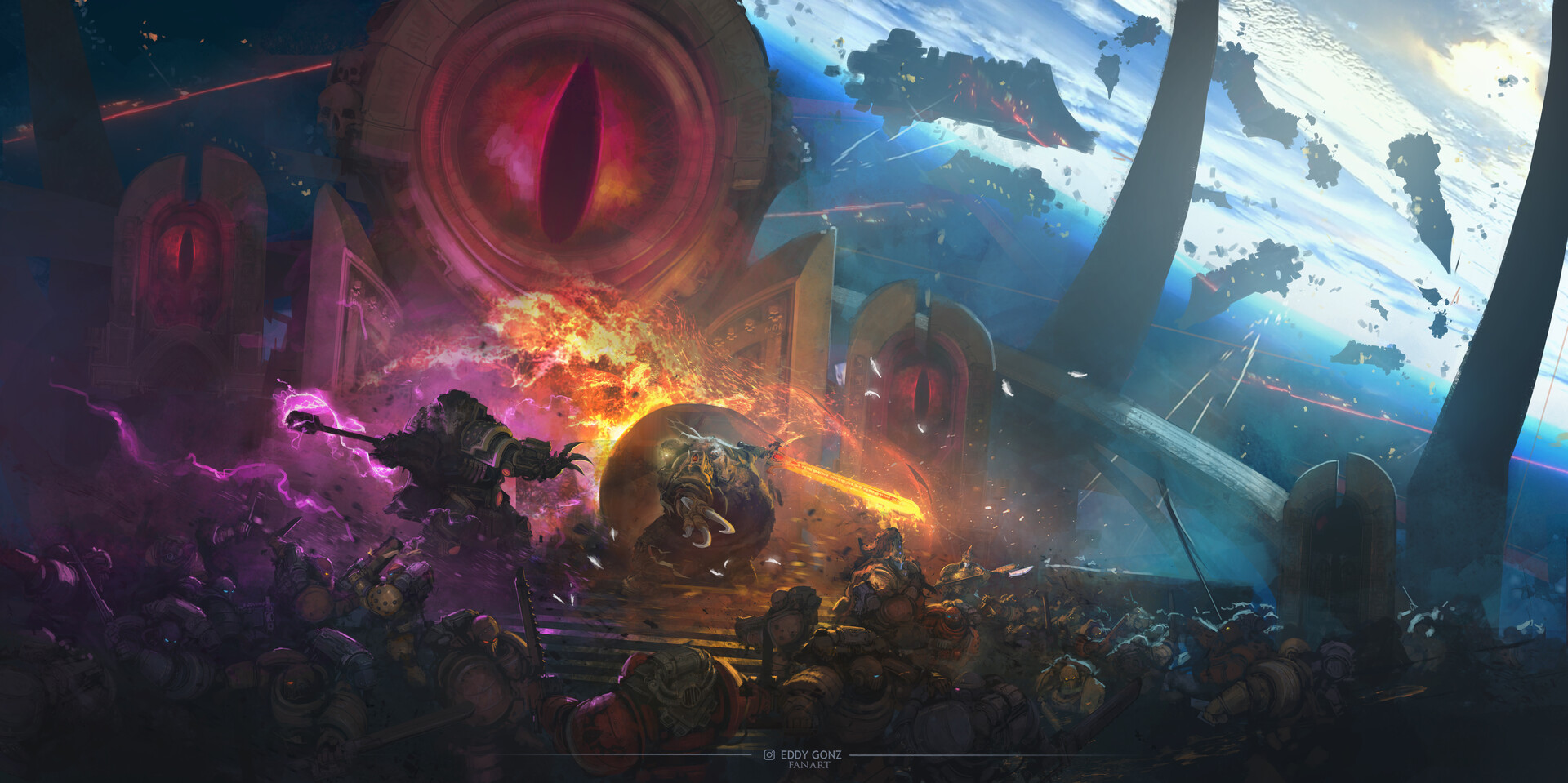 Warhammer 40 000 Warhammer Science Fiction High Tech Warhammer 30 000 Painting Horus Heresy Emperor Wallpaper:1920x959