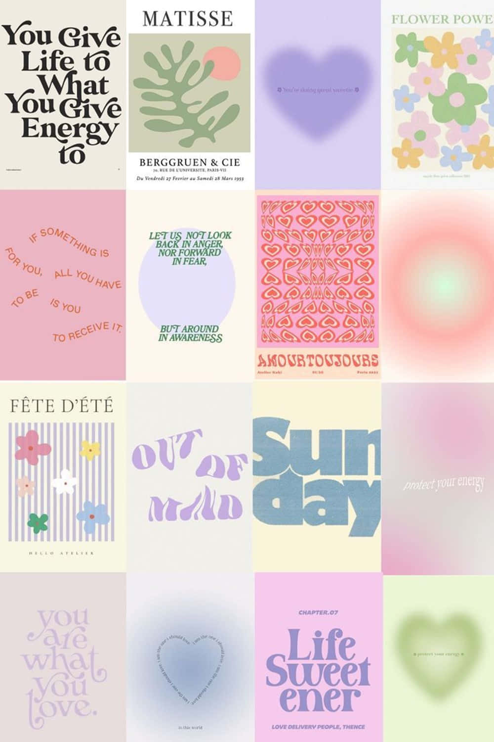 Download A Collage Of Different Posters With Different Words Wallpaper