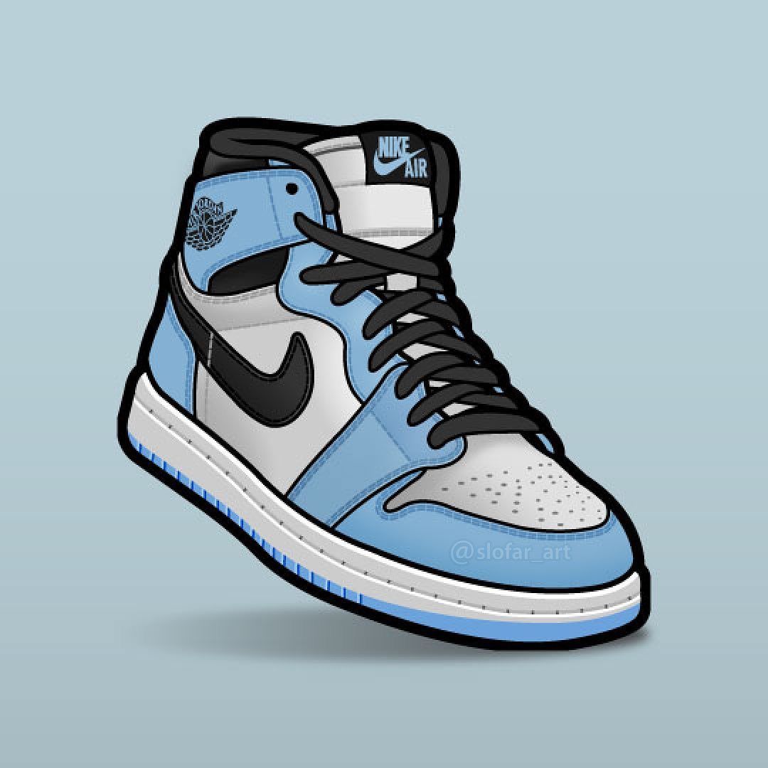 SLOFAR on Instagram: “Air Jordan 1 “University Blue” #sneakerart #sneakerposters #sneakervector #sneakers #s. Sneakers fashion, Jordan shoes retro, All nike shoes
