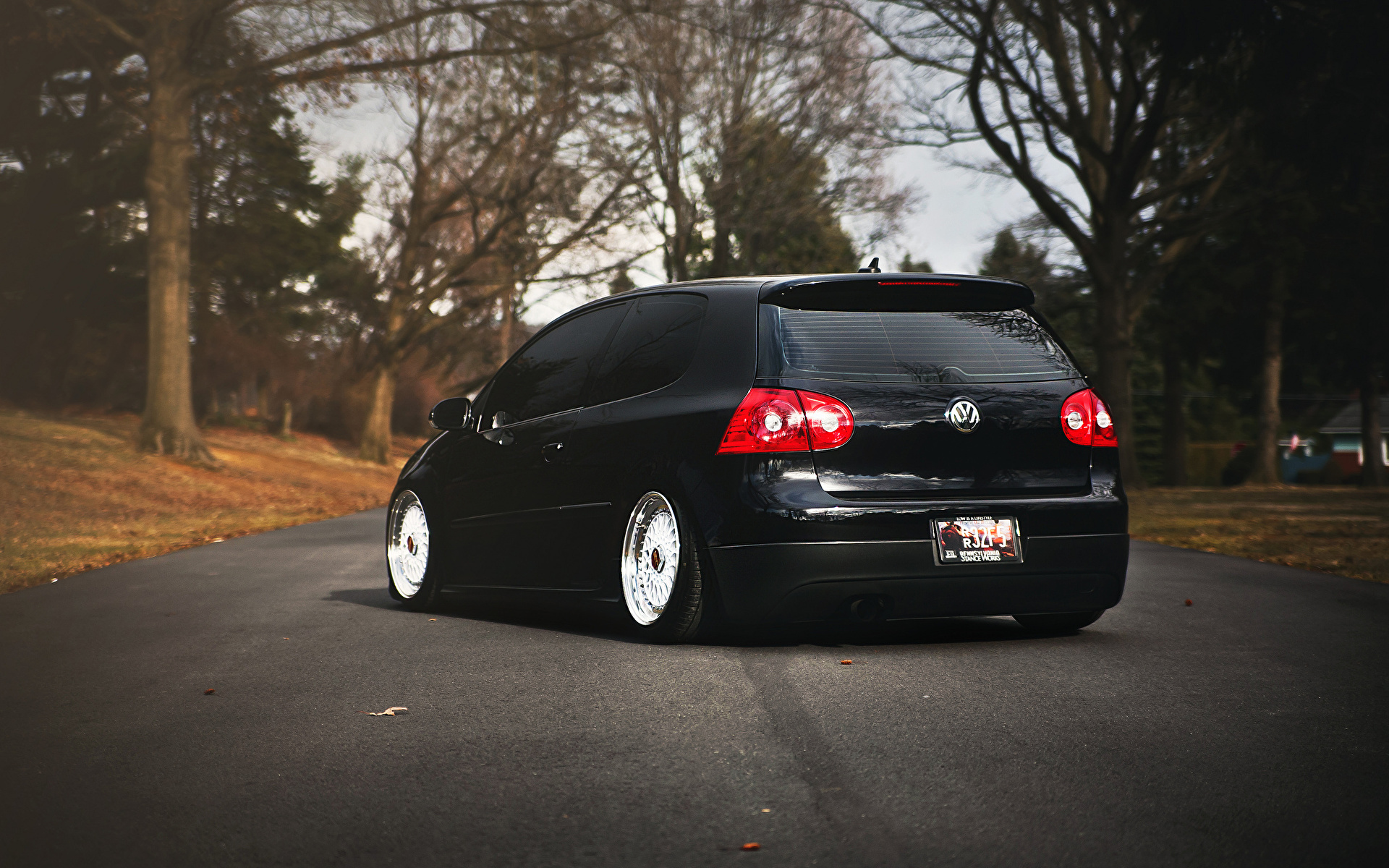 Picture Volkswagen golf gti stance Black auto Back view 1920x1200