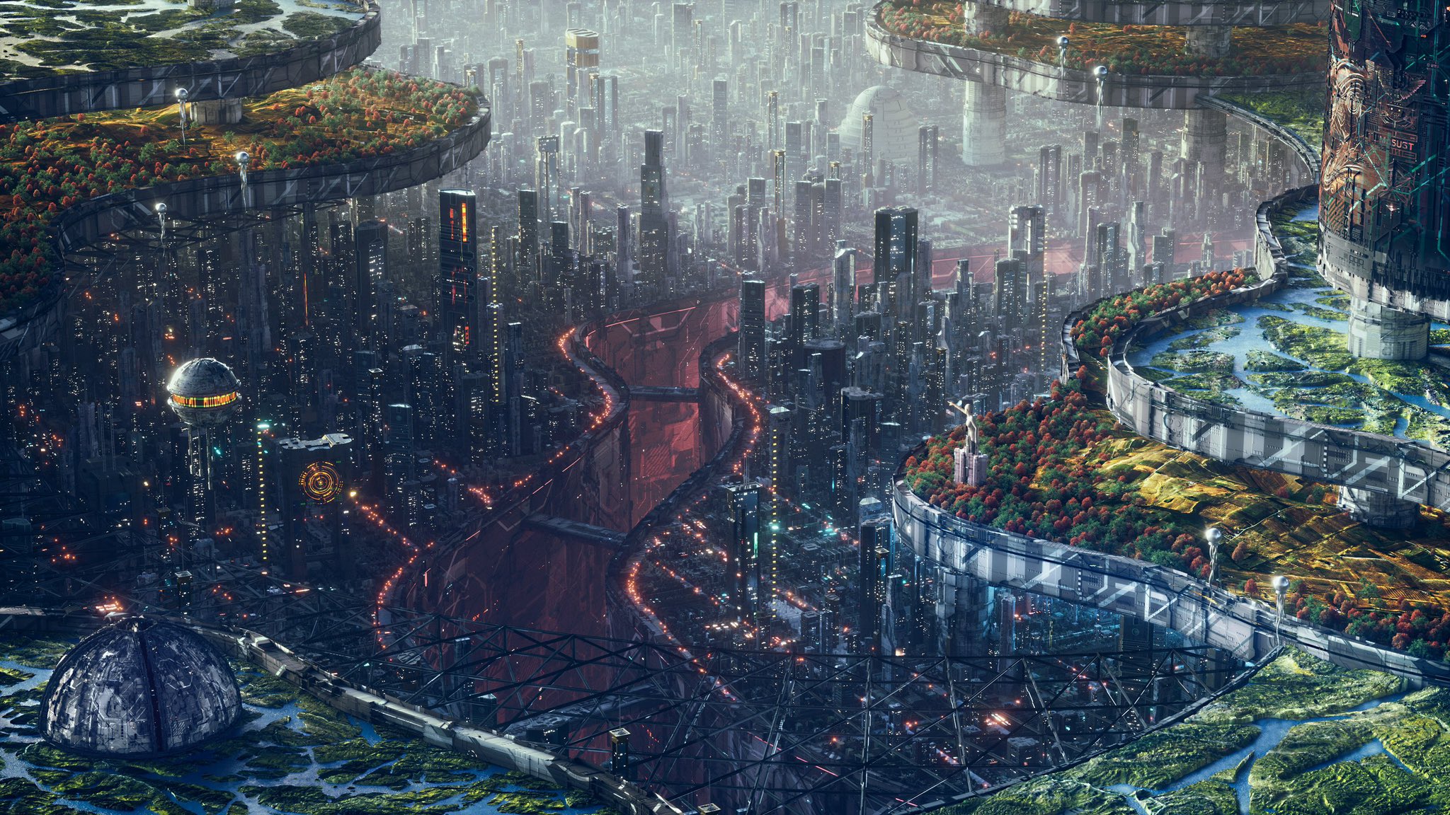 Sci Fi Cityscape HD Wallpaper