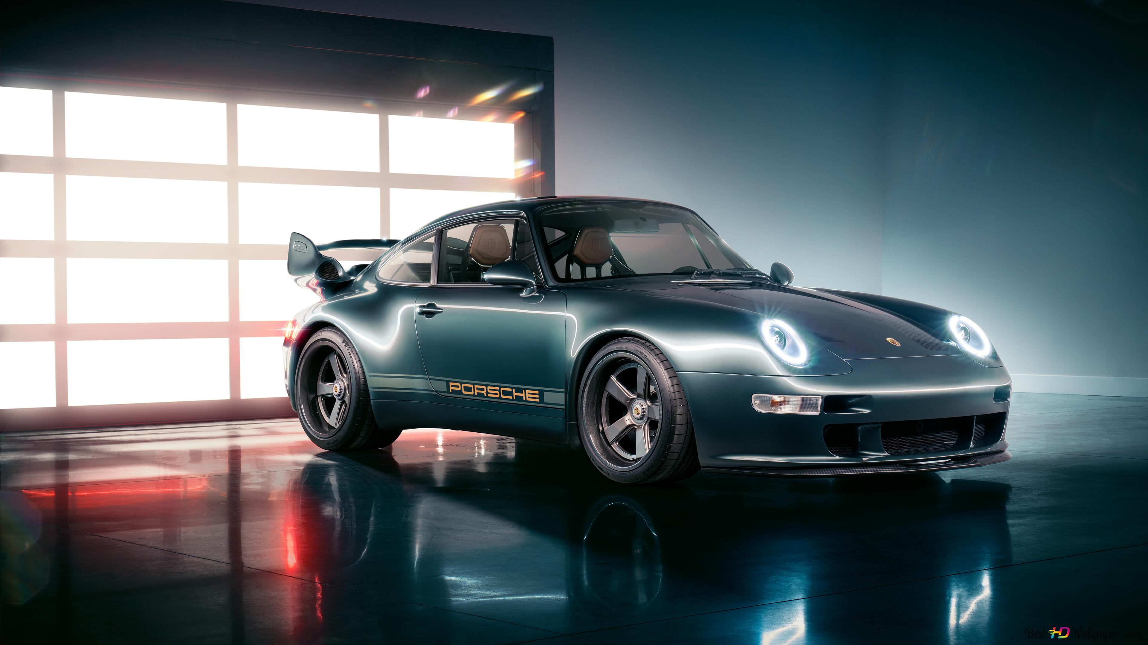 Porsche 911, A State Of The Art, Modern Design With Steel Rims, Dark Colored, Distinctive In The Closed Garage 4K Wallpaper Download