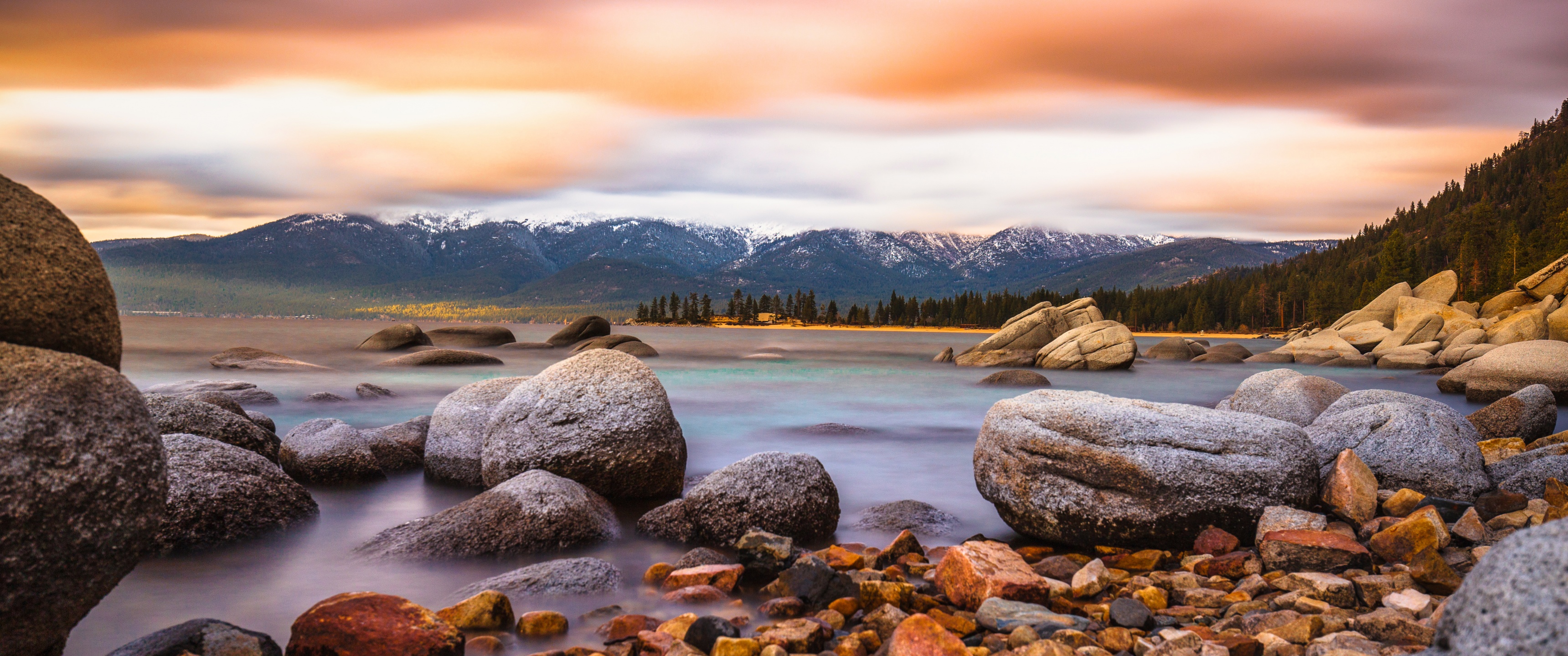 Lake Tahoe Wallpaper 4K, Sierra Nevada mountains, Rocks