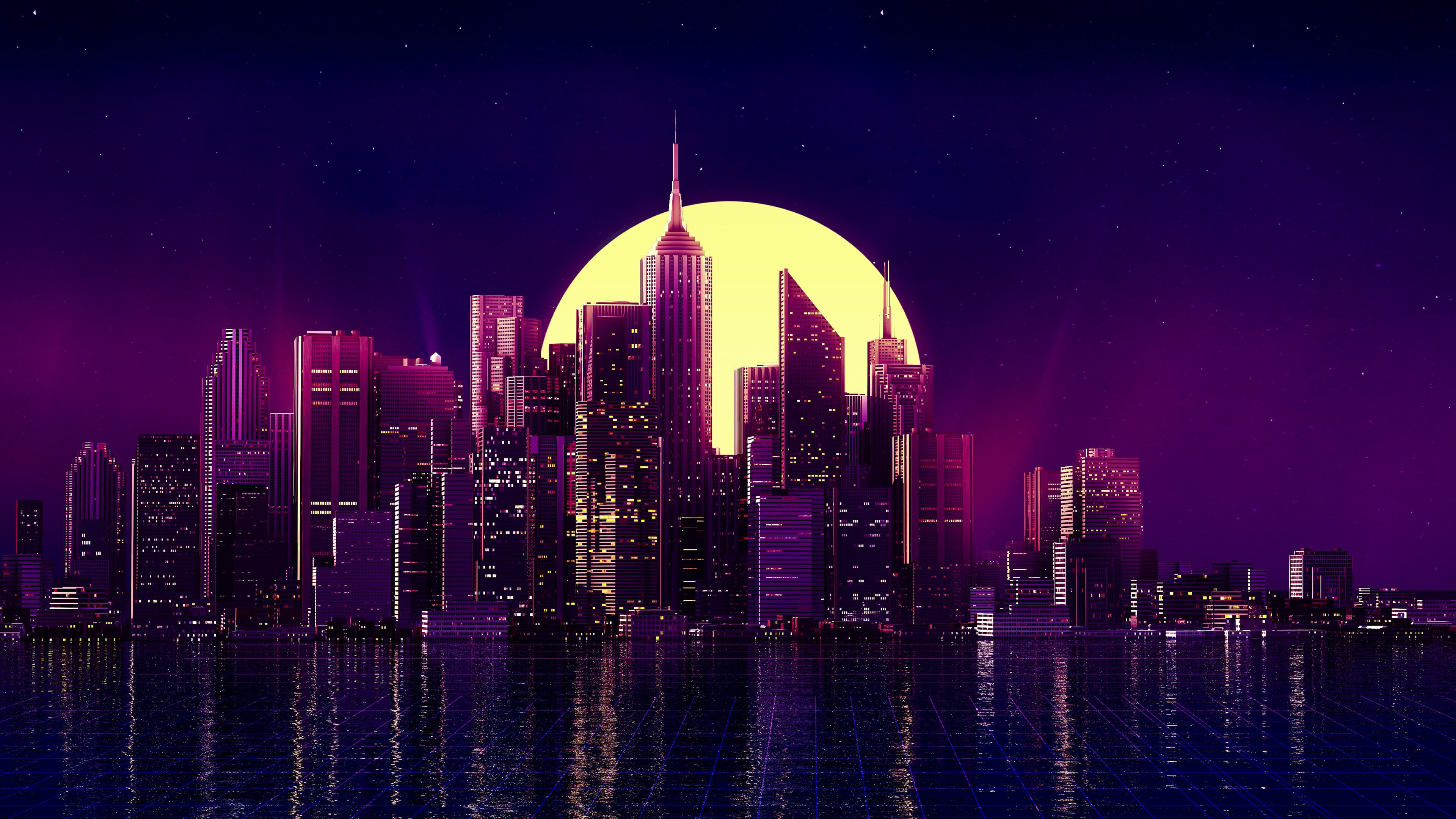 Neon City UHD 4K Wallpaper
