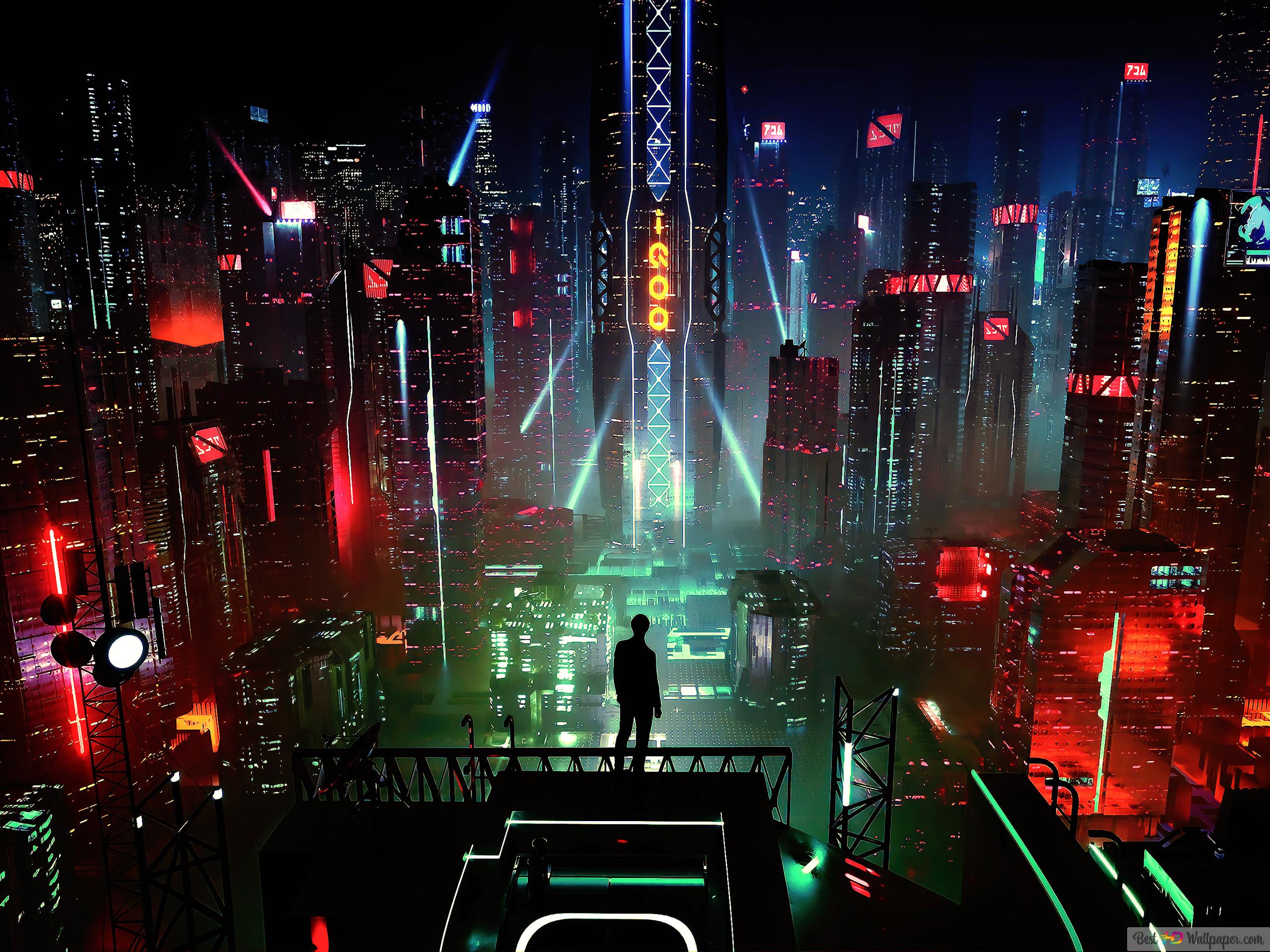 Scifi Night City 4K wallpaper download