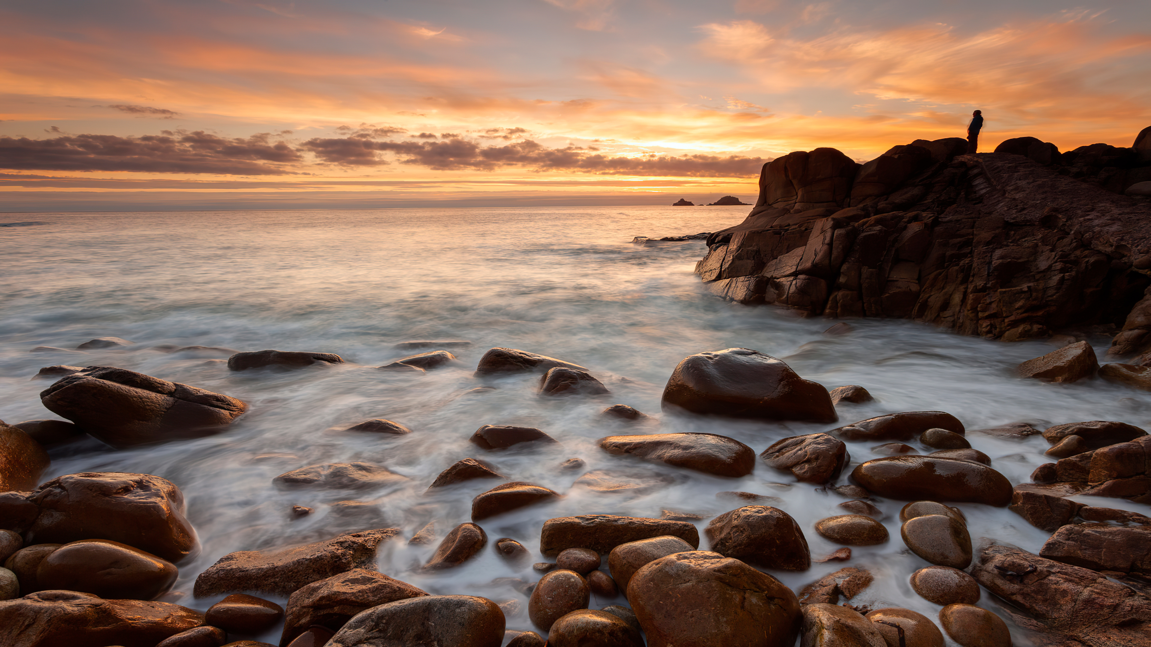 Wallpaper 4k Rocks Shore Long Exposure 4k Wallpaper