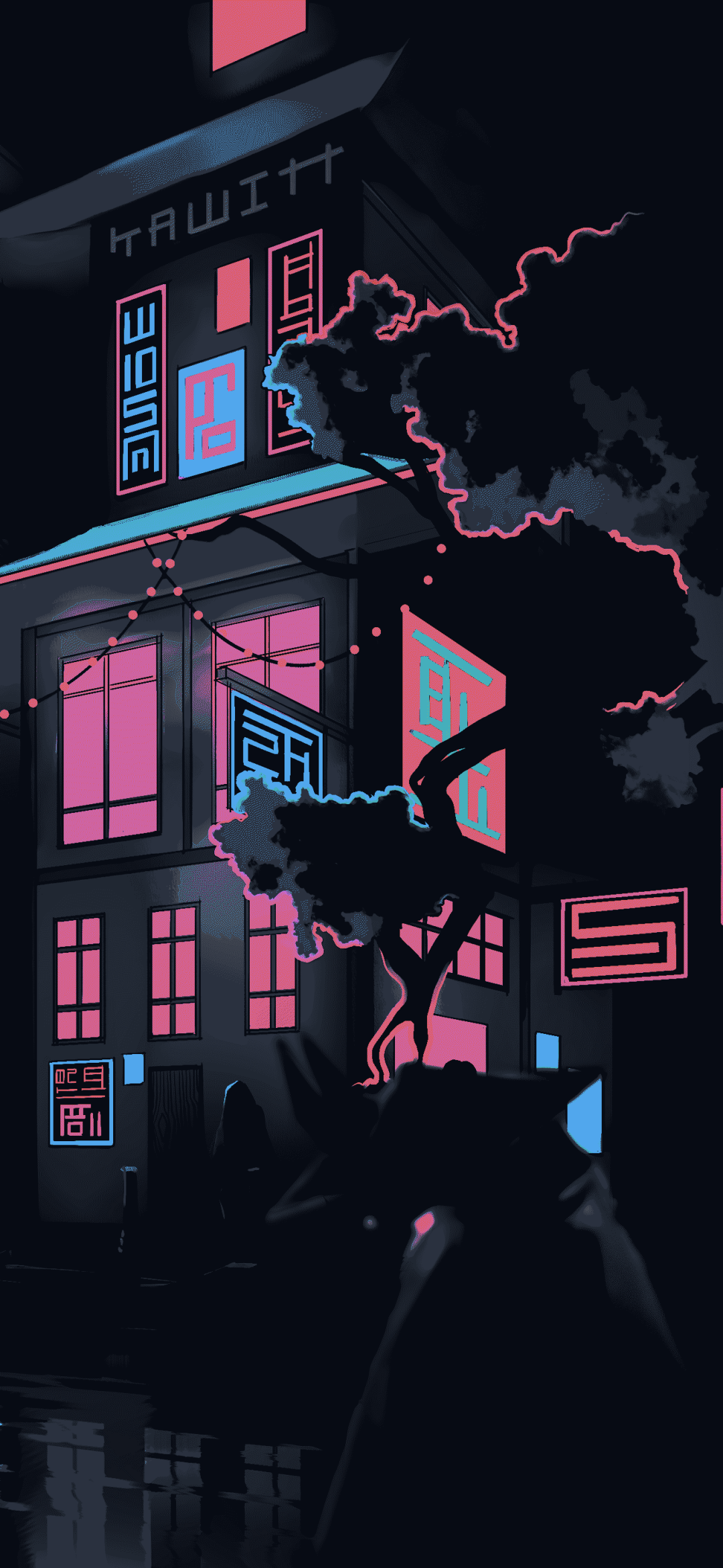 The Neon Shallows Artistic mobile wallpaper. Japanese wallpaper iphone, Cool wallpaper art, Neon wallpaper