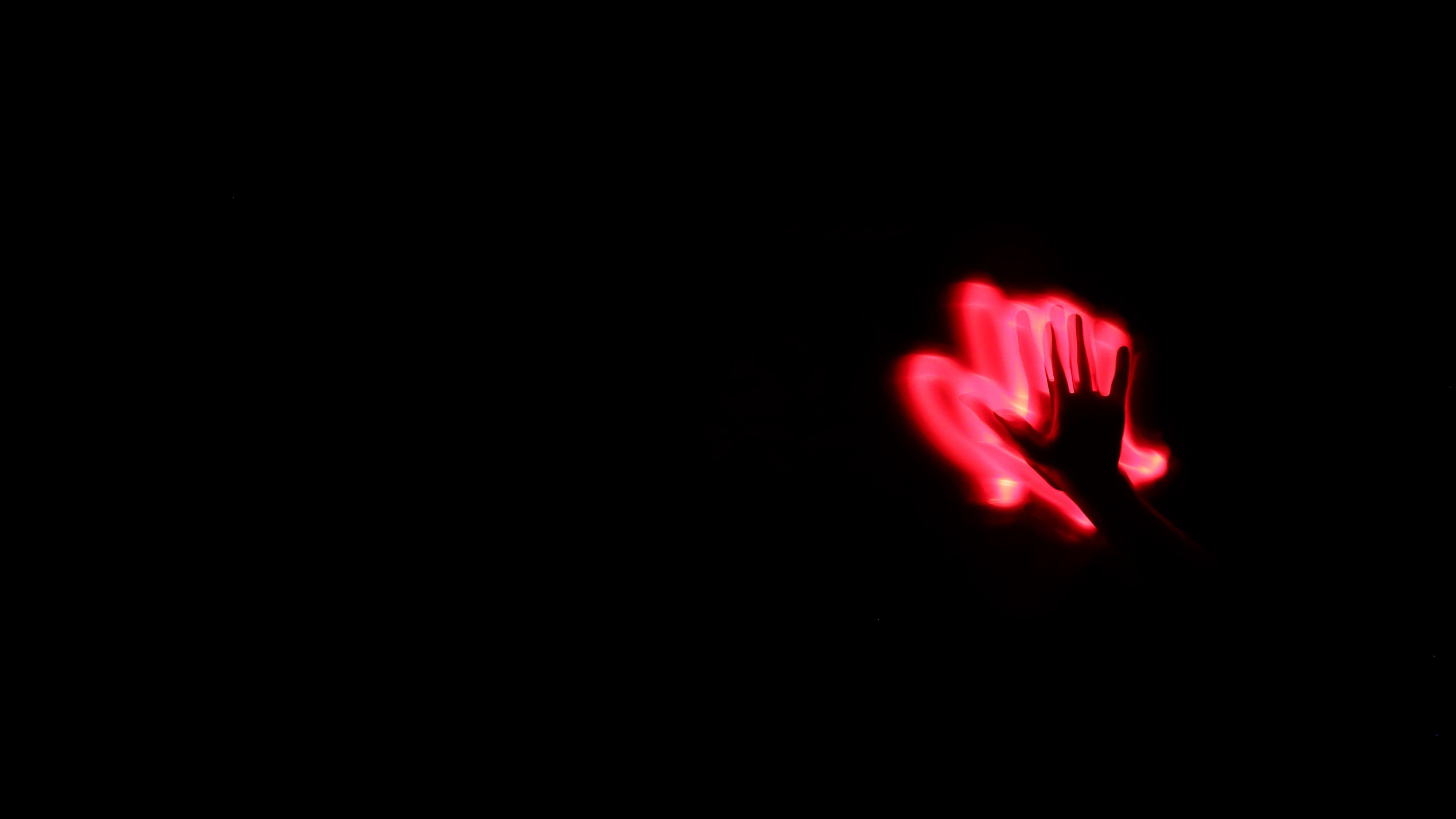wallpaper 3840x2160 hand, neon, glow