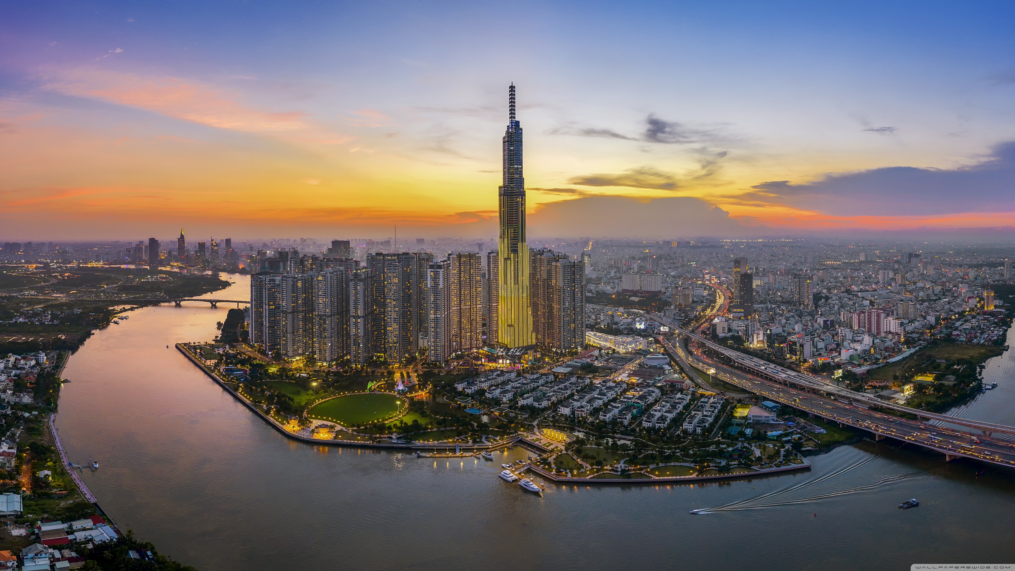 Saigon City at Night, Vietnam Ultra HD Desktop Background Wallpaper for 4K UHD TV, Widescreen & UltraWide Desktop & Laptop, Tablet