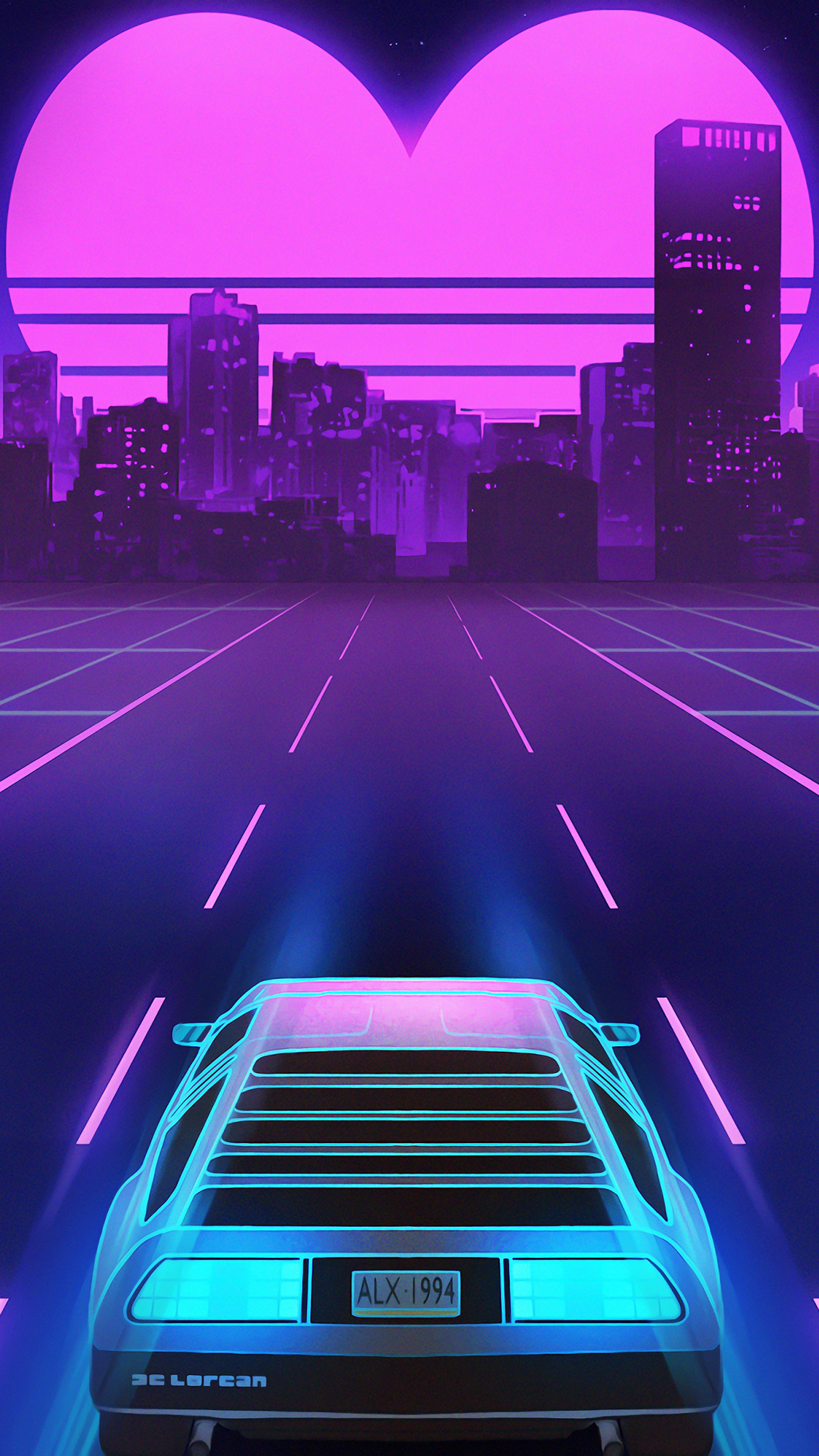 Free download Delorean Vaporwave Heart Sunset Neon Digital Art City 4K Wallpaper [2160x3840] for your Desktop, Mobile & Tablet. Explore Neon 4K Phone WallpaperK Wallpaper Phone, Neon Green