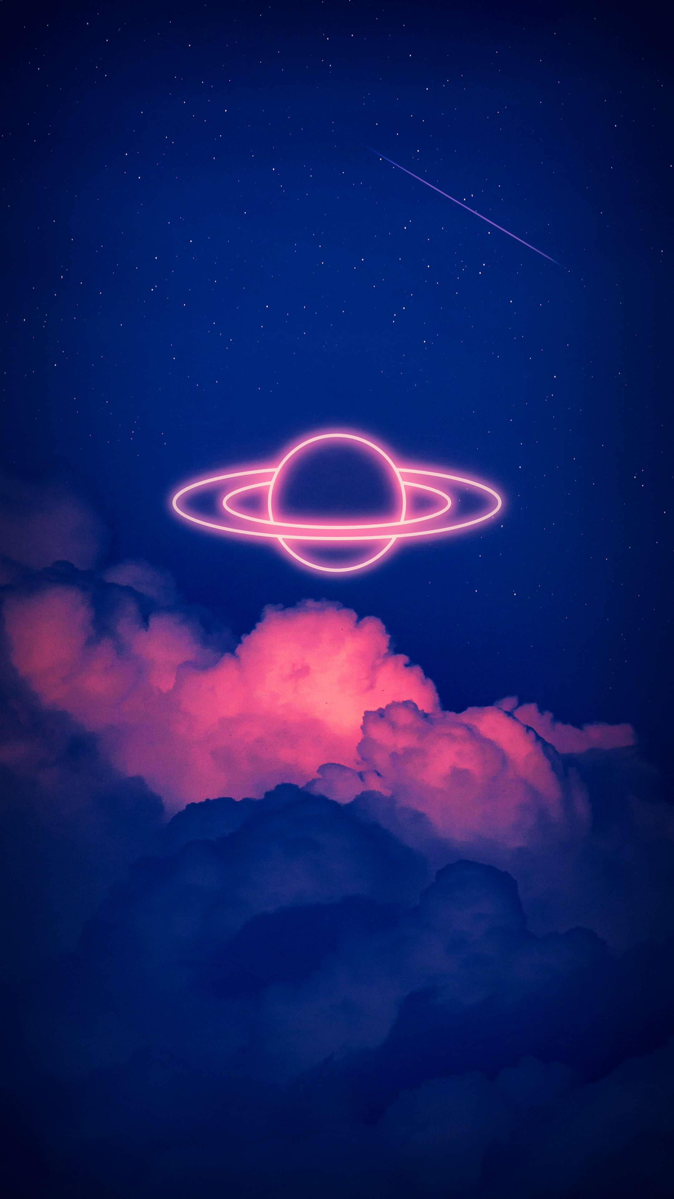 Neon Planet Space 4K Phone Wallpaper