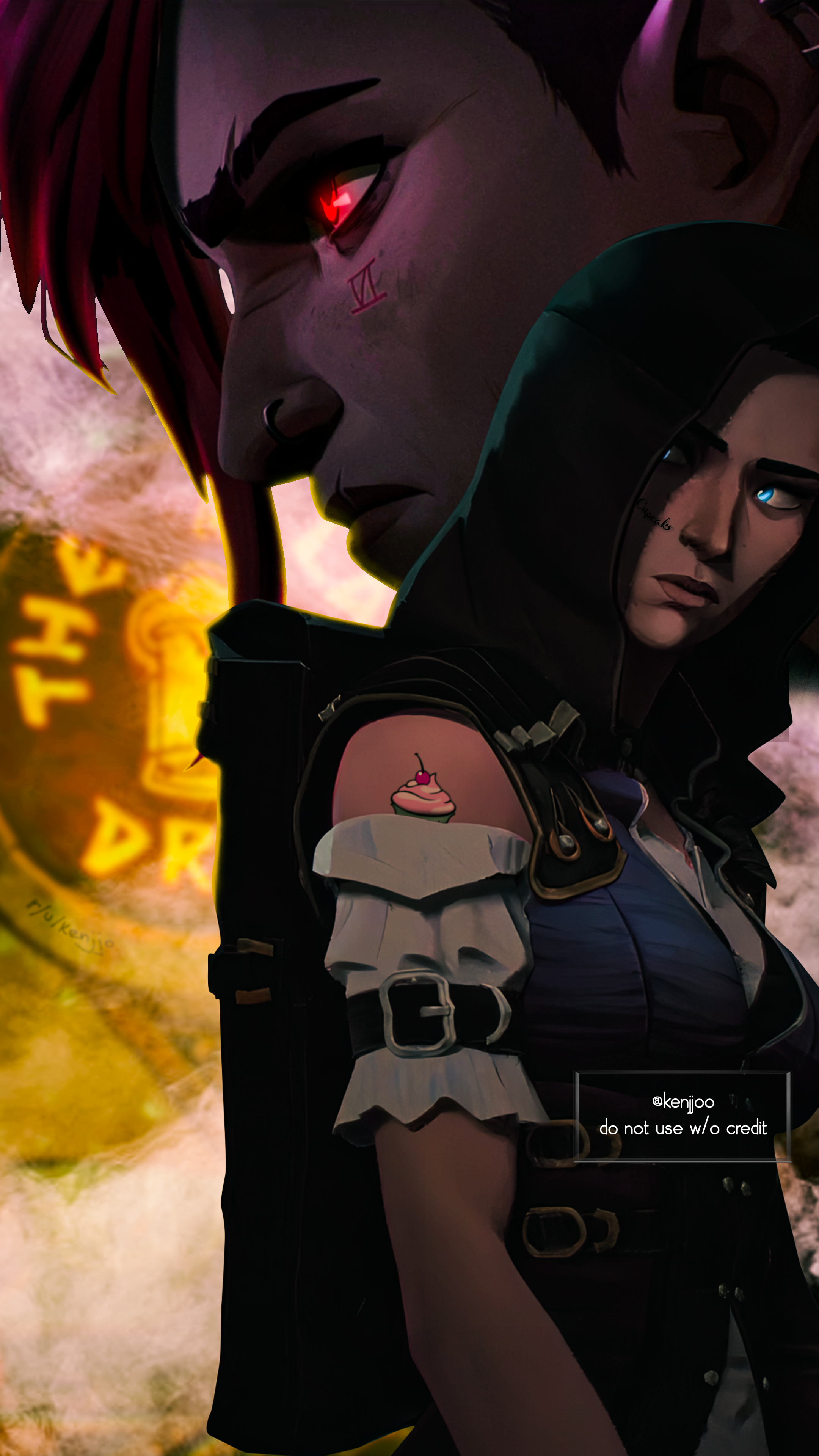 no spoilers Vi & Caitlyn wallpaper 4K