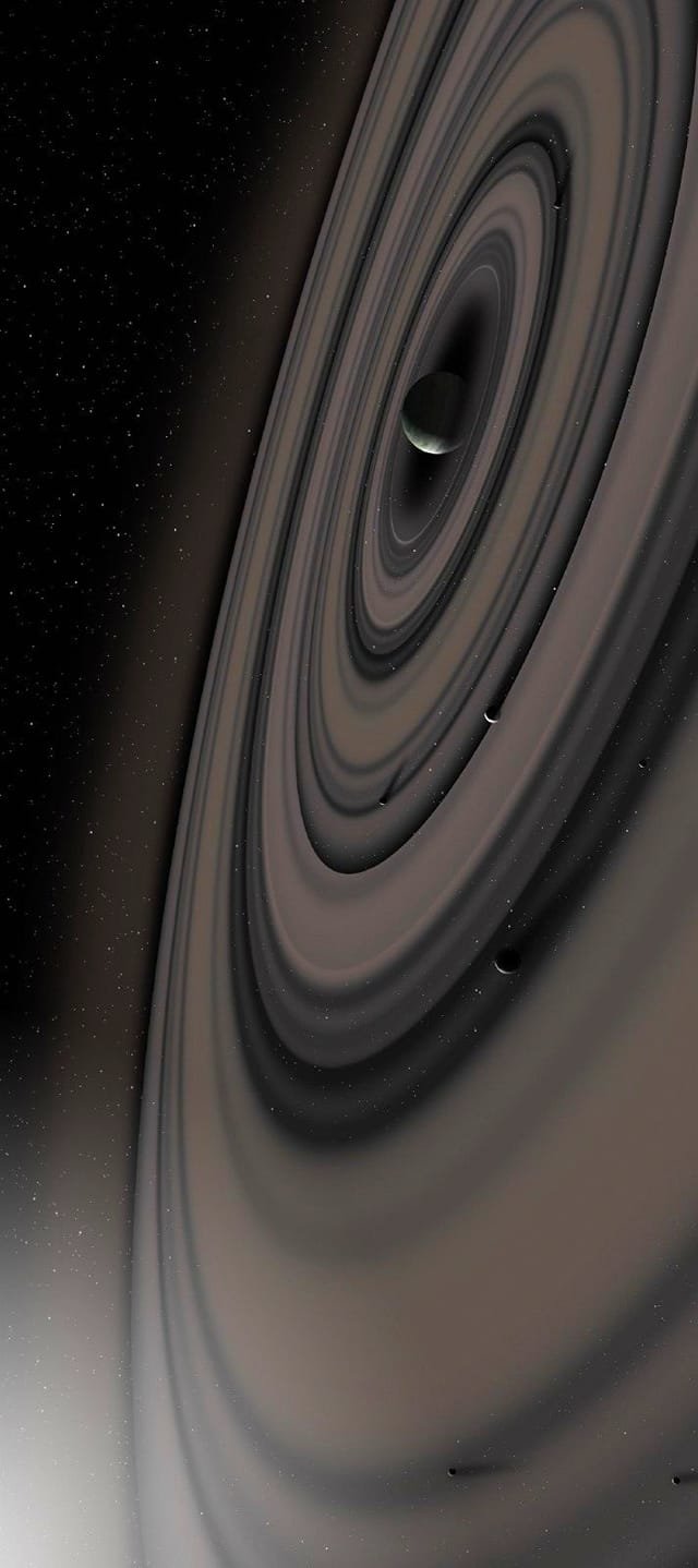 Amazing Astronomy SATURN, This is j1407b, its Ring system is 200 times larger than Saturn. Composed of 30 Rings, each having a diameter of tens of millions kilometers